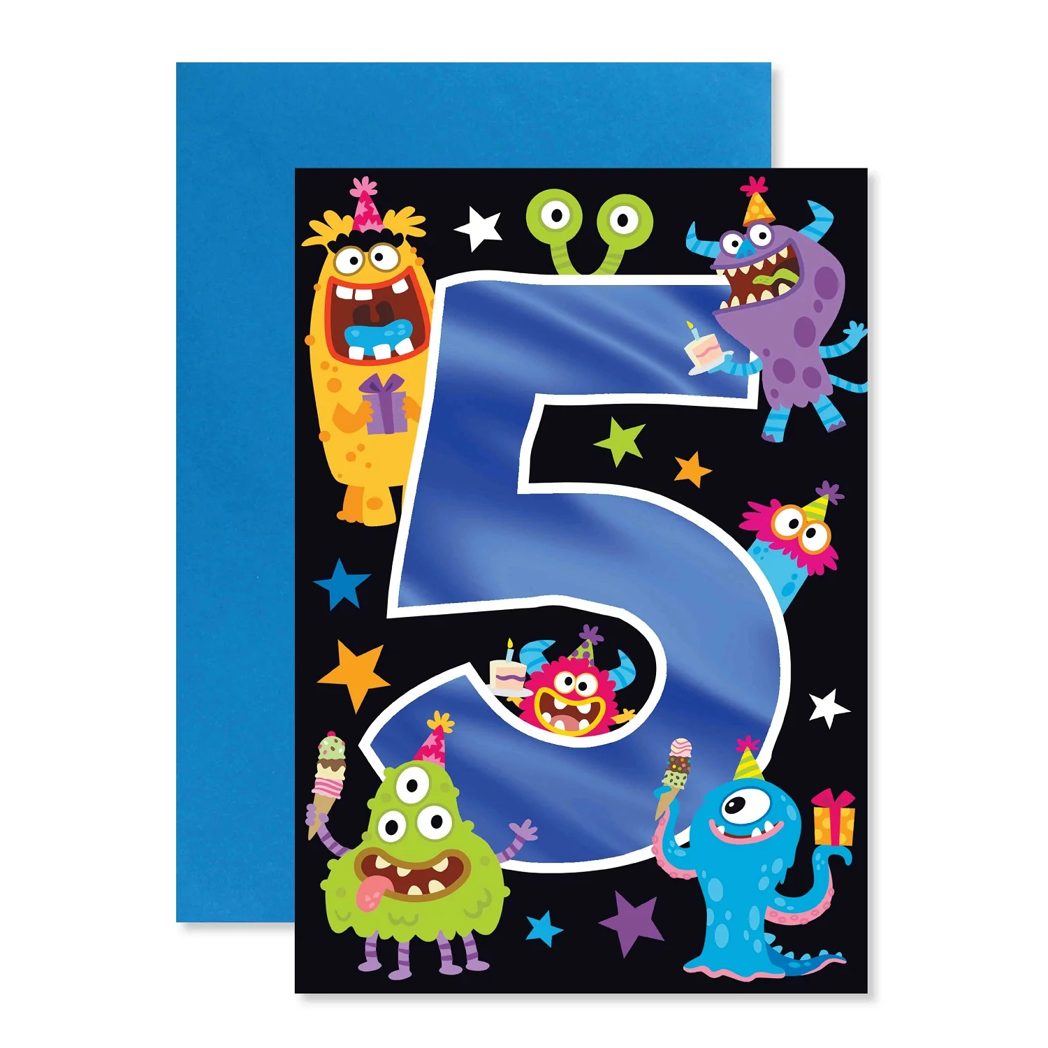 Connections from Hallmark Age 5 Birthday Card - Friendly Monsters - Image 3