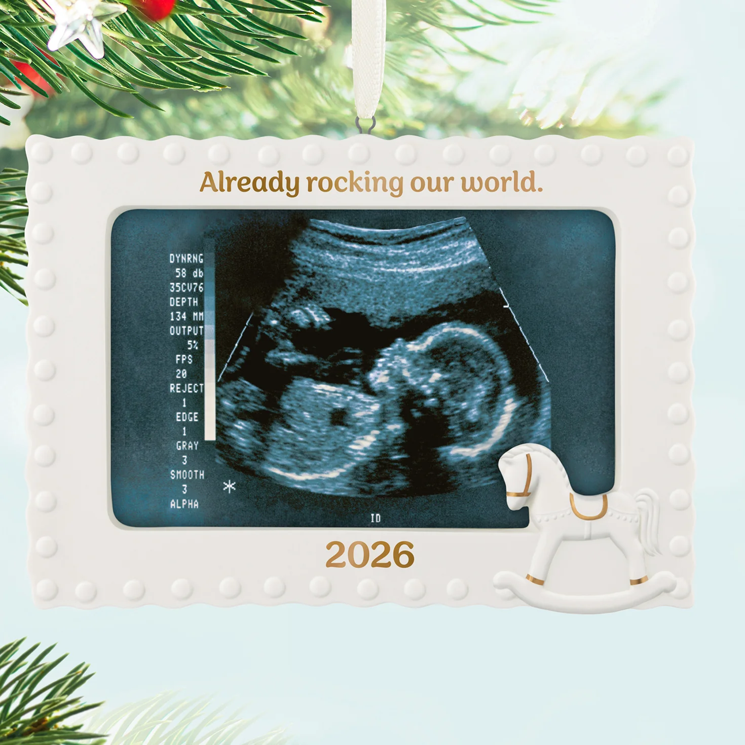 Already Rocking Our World 2026 Photo Frame, Porcelain — 2026 Hallmark Keepsake Christmas Ornament - Image 2