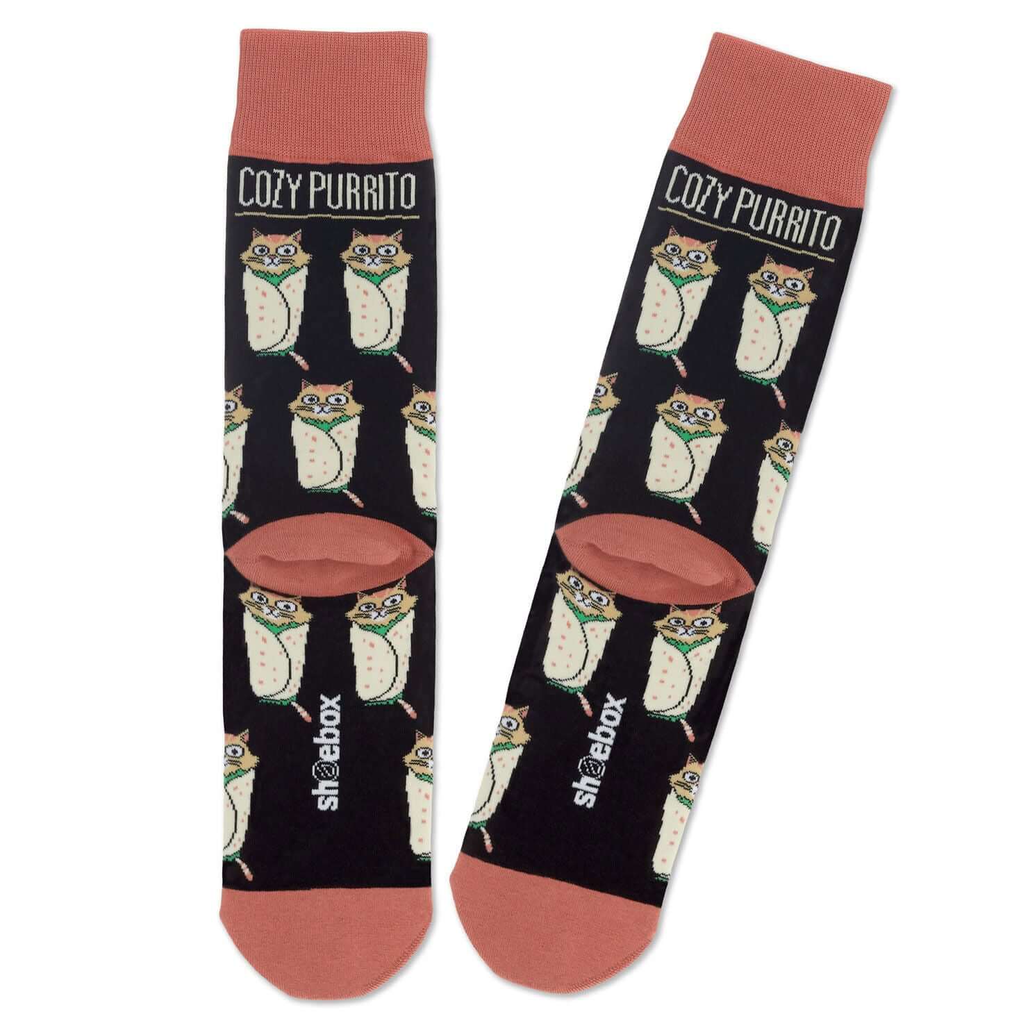 Shoebox Cat Purrito Funny Crew Socks - Image 4