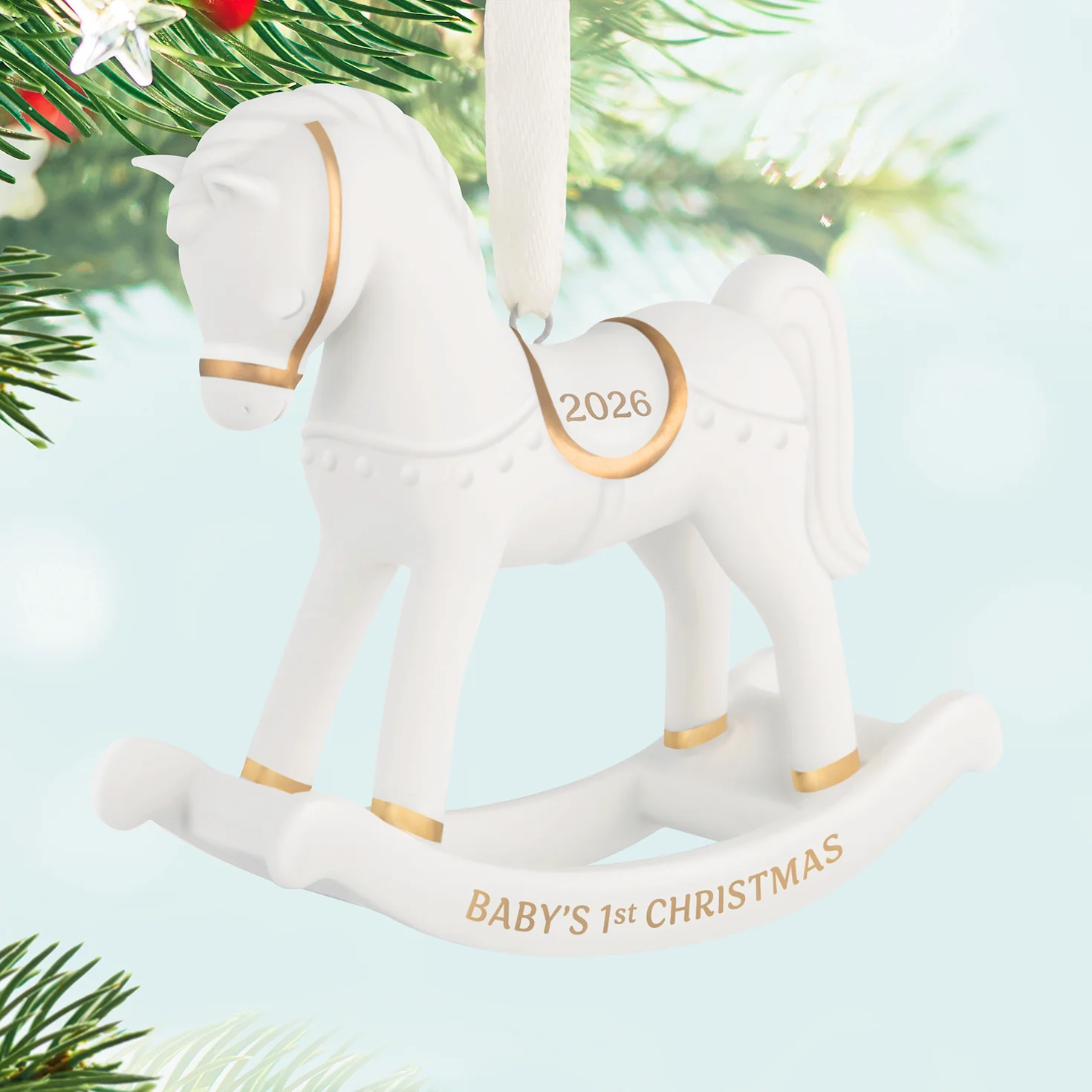 Baby's First Christmas Rocking Horse 2026, Porcelain — 2026 Hallmark Keepsake Christmas Ornament - Image 2