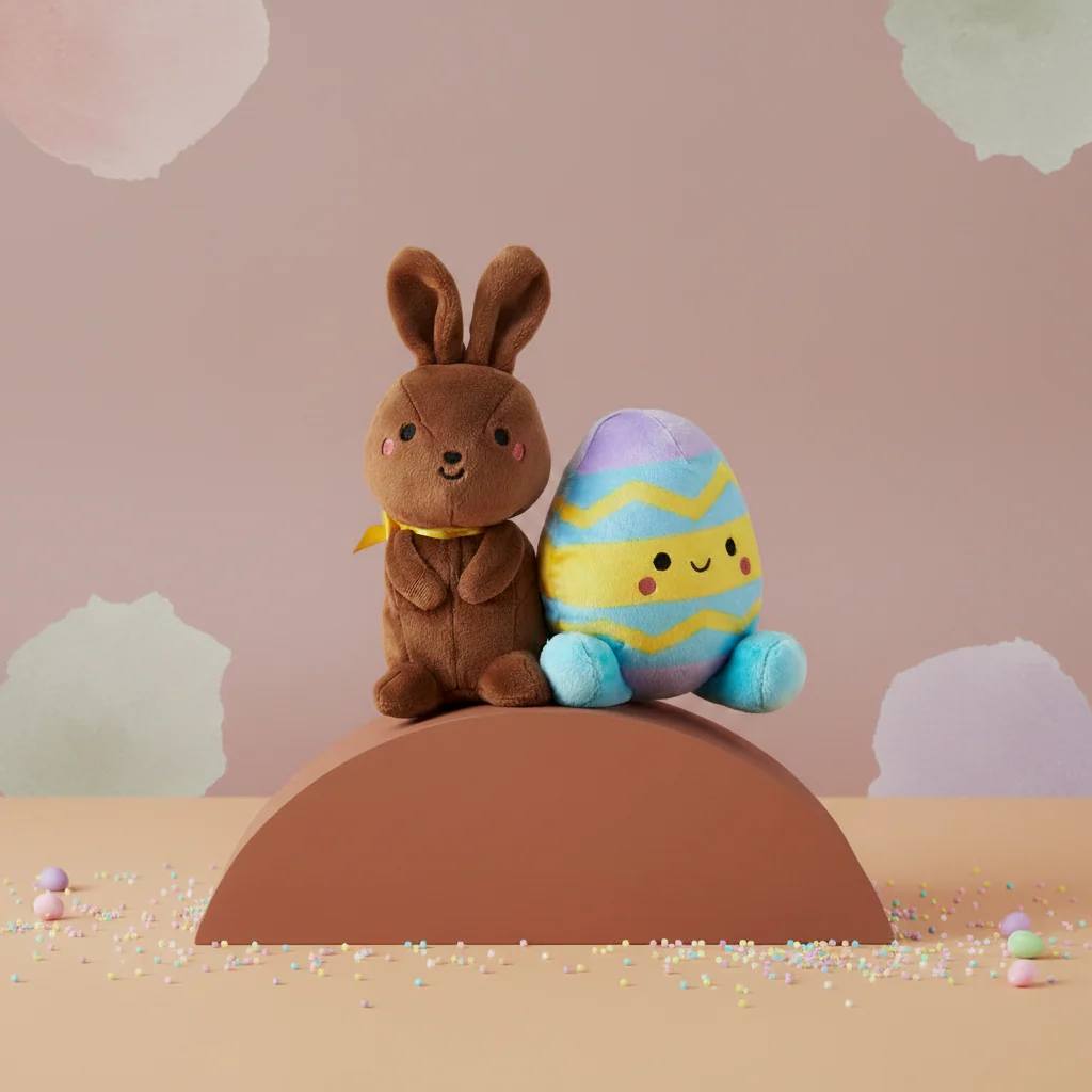 Chocolate Bunny & Easter Egg, Magnetic Plush Pair - Better Together