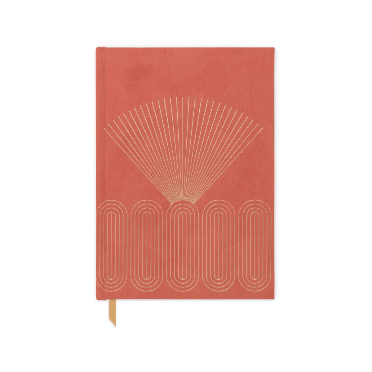 Bright Terracotta Radiant Rays-Bookcloth Cover Book Bound, 5.75''x8.125''
