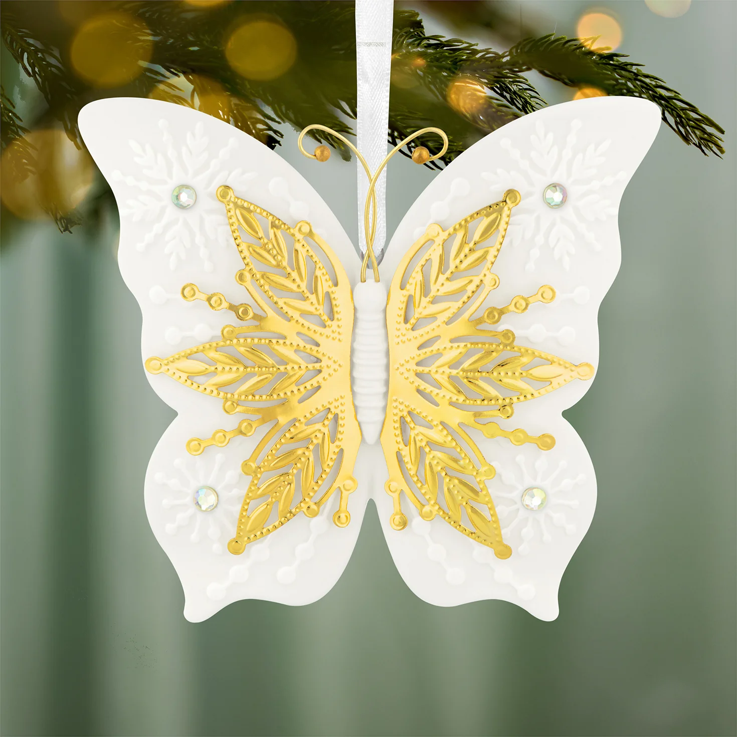 10th Anniversary Brilliant Butterflies, Porcelain and Metal — 2026 Hallmark Keepsake Christmas Ornament - Image 2