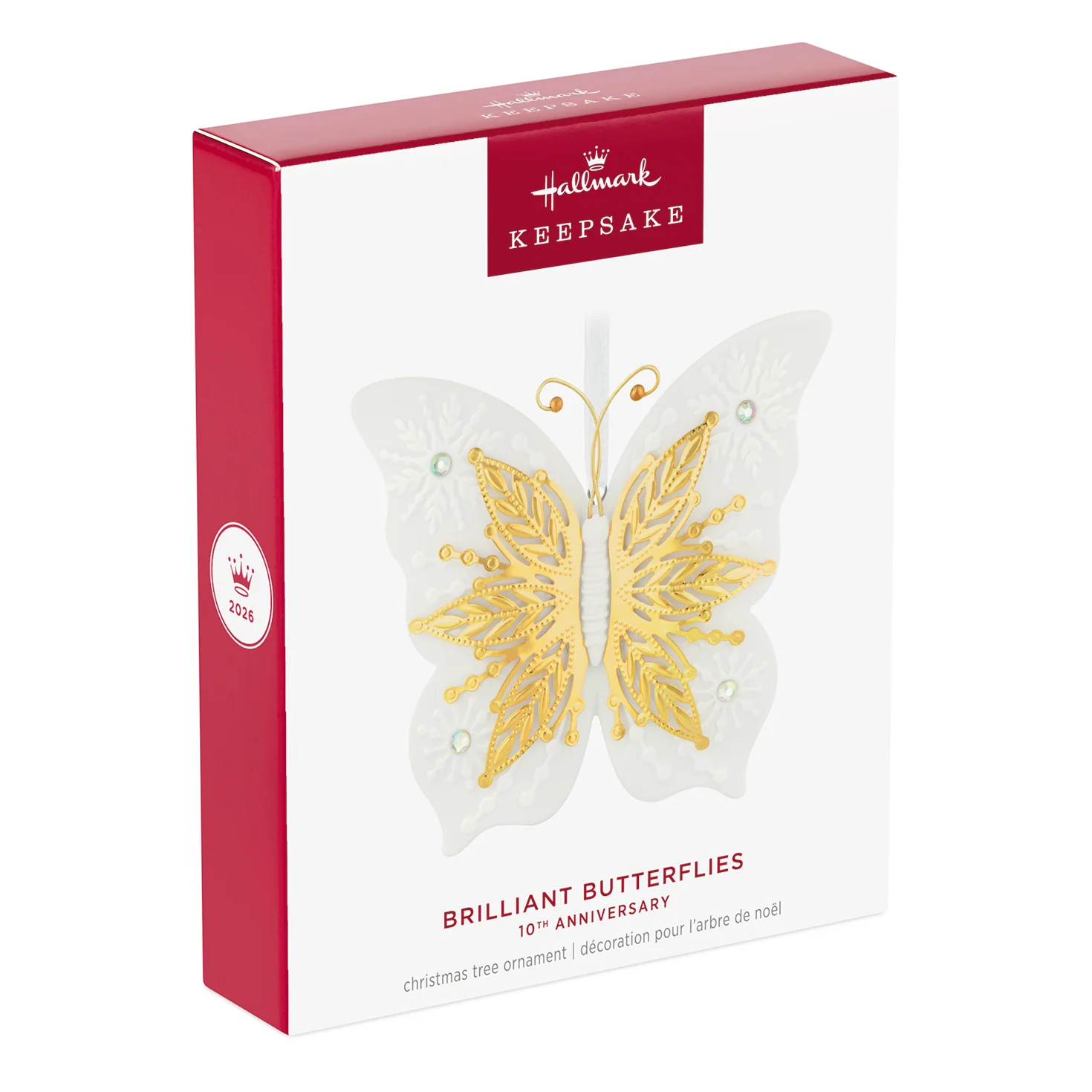10th Anniversary Brilliant Butterflies, Porcelain and Metal — 2026 Hallmark Keepsake Christmas Ornament - Image 7