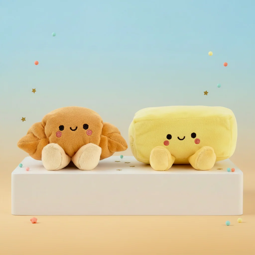Better Together Croissant and Butter Magnetic Plush Pair, 2.5"