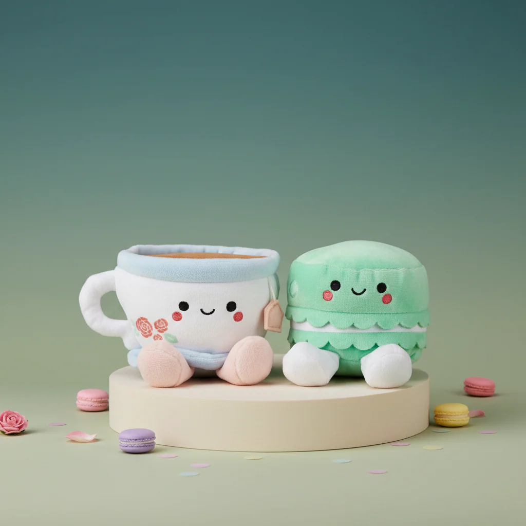 Better Together Teacup and Macaron Cookie Magnetic Plush Pair, 3.5" - Image 9