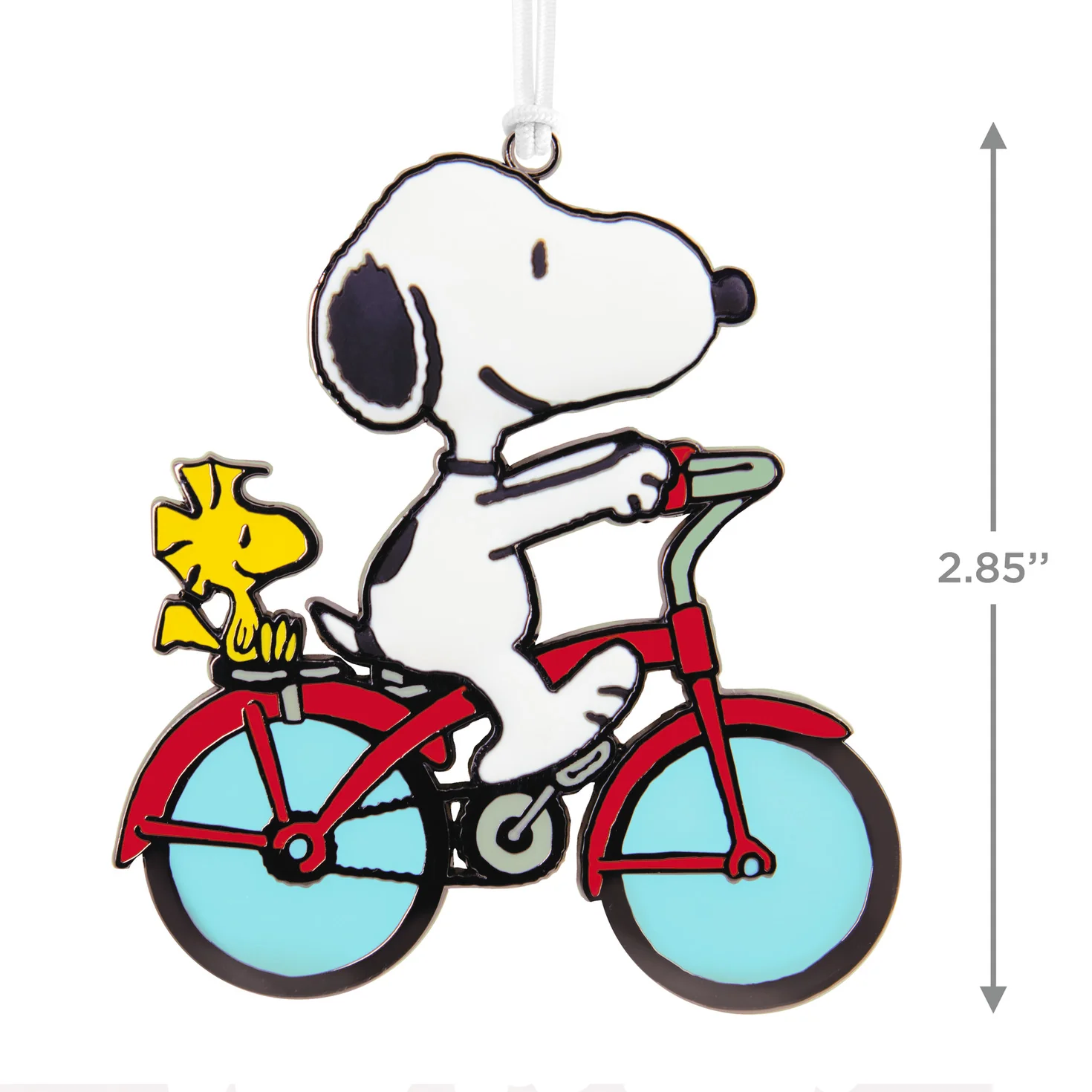 Peanuts® Snoopy and Woodstock on Bicycle With Dimension — Hallmark Christmas Ornament - Image 3