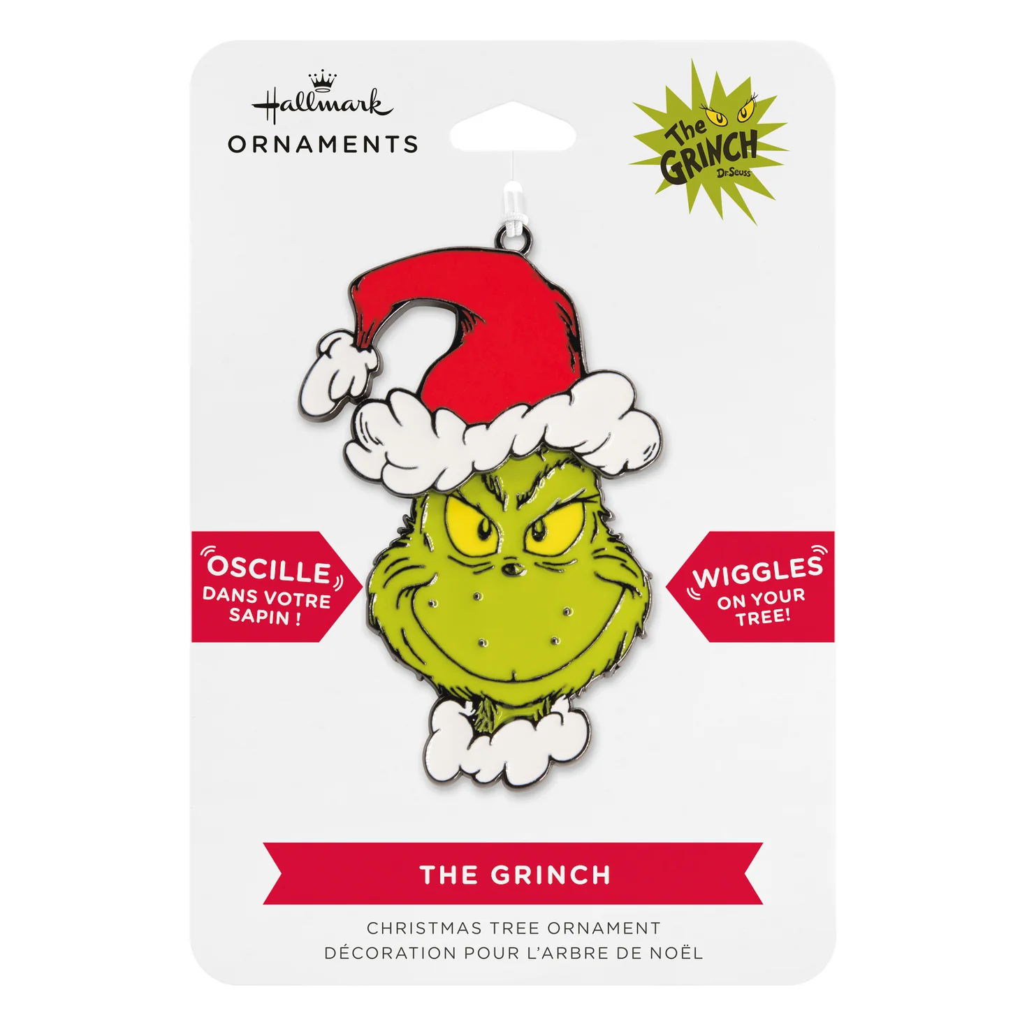 Hallmark Christmas Ornament - Dr. Seuss's How the Grinch Stole Christmas! Grinch in Santa Hat Moving Metal - Image 5