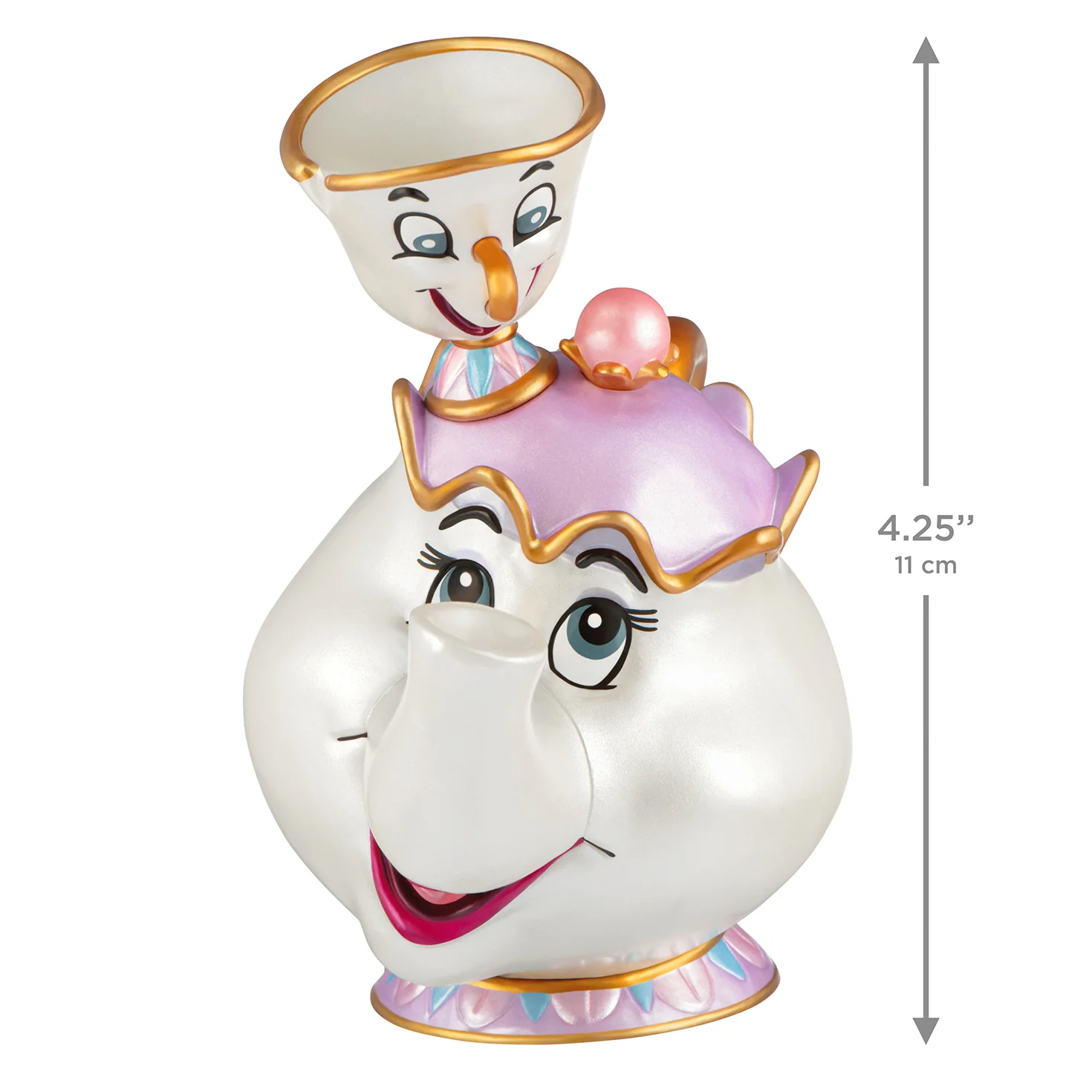 Disney Beauty and the Beast 35th Anniversary Mrs. Potts and Chip — 2026 Hallmark Keepsake Christmas Ornament - Image 6