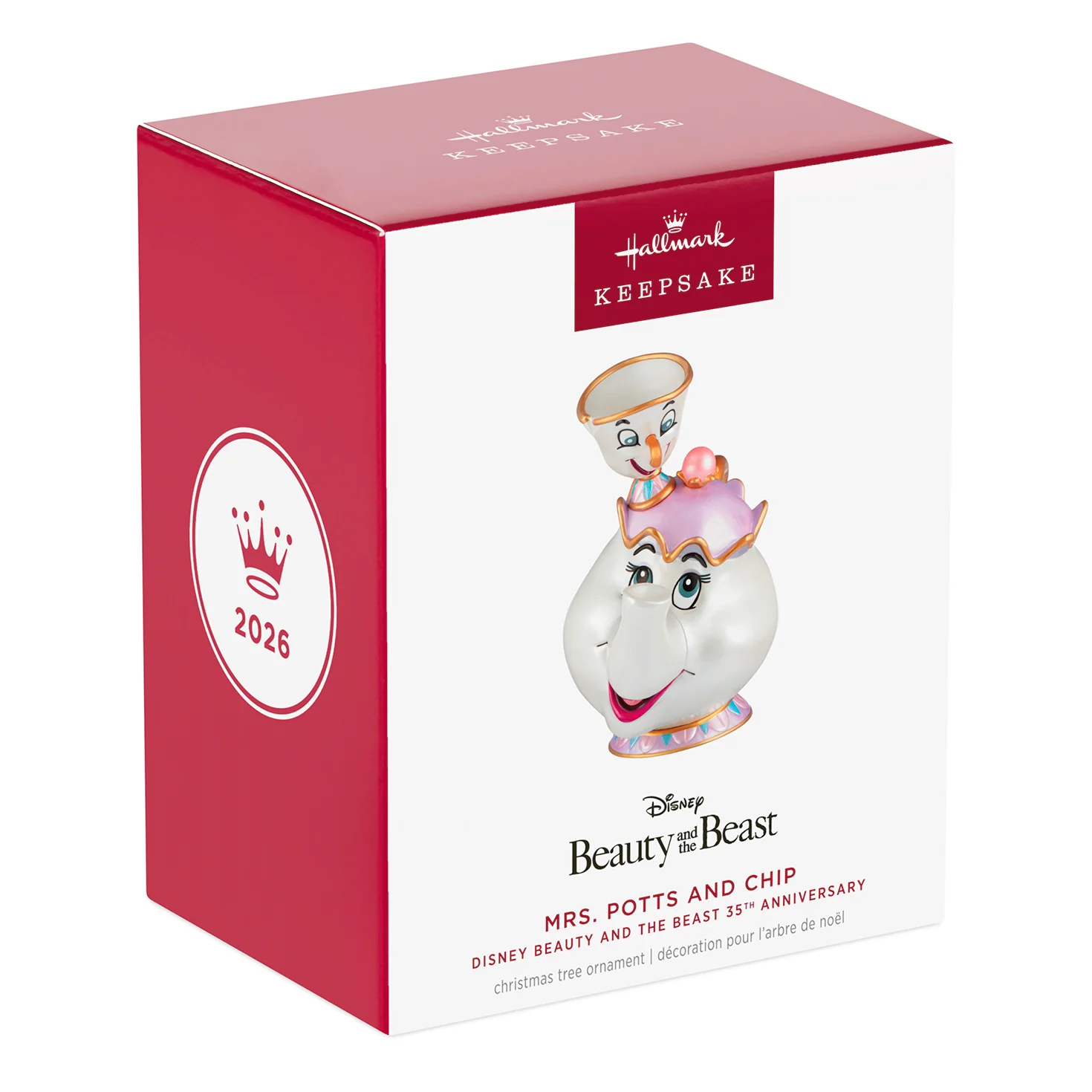 Disney Beauty and the Beast 35th Anniversary Mrs. Potts and Chip — 2026 Hallmark Keepsake Christmas Ornament - Image 7