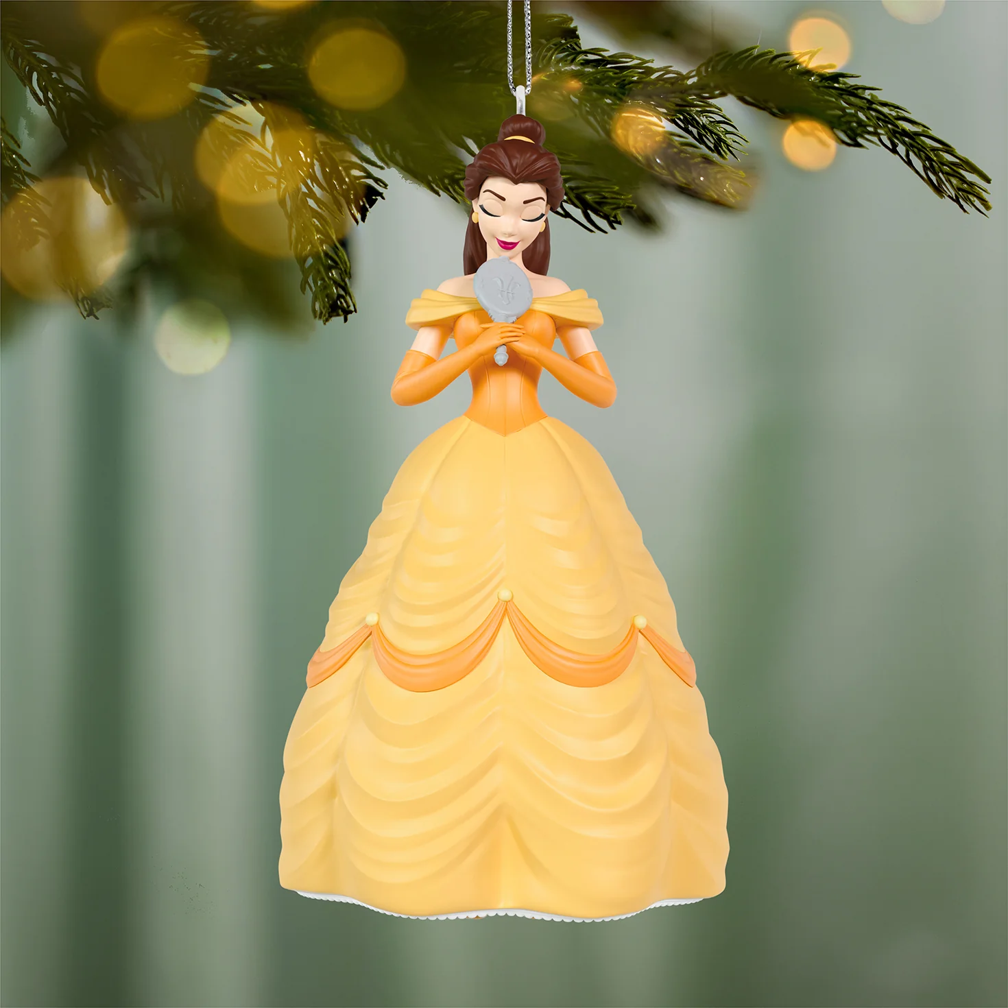 Disney Beauty and the Beast 35th Anniversary Belle With the Enchanted Mirror — 2026 Hallmark Keepsake Christmas Ornament - Image 2