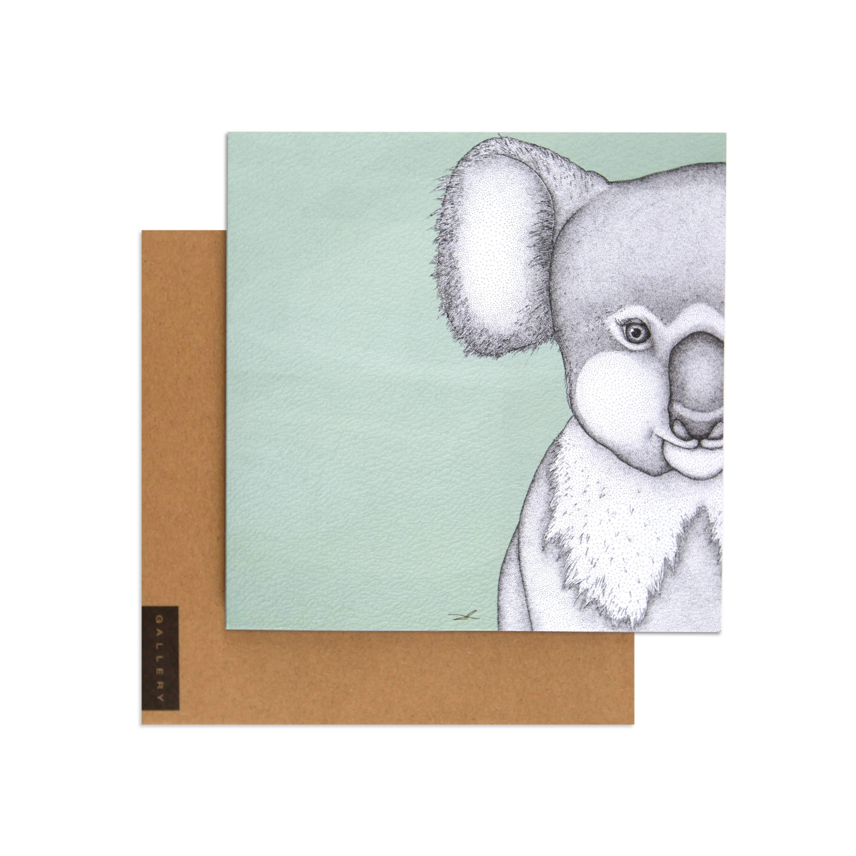 Green Koala by Dots By Donna Blank Card - Image 3
