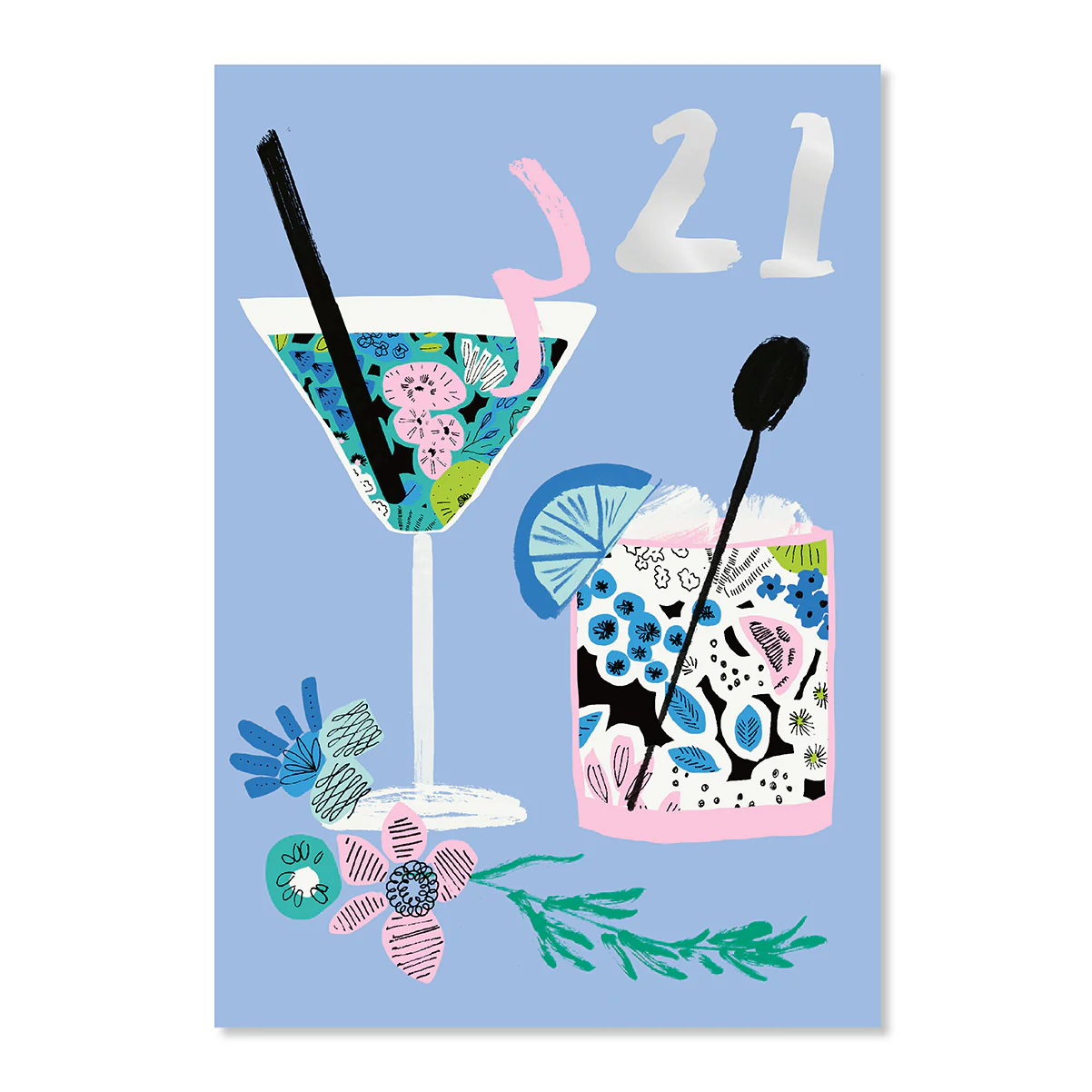Hallmark 21st Birthday Card - Contemporary Cocktails