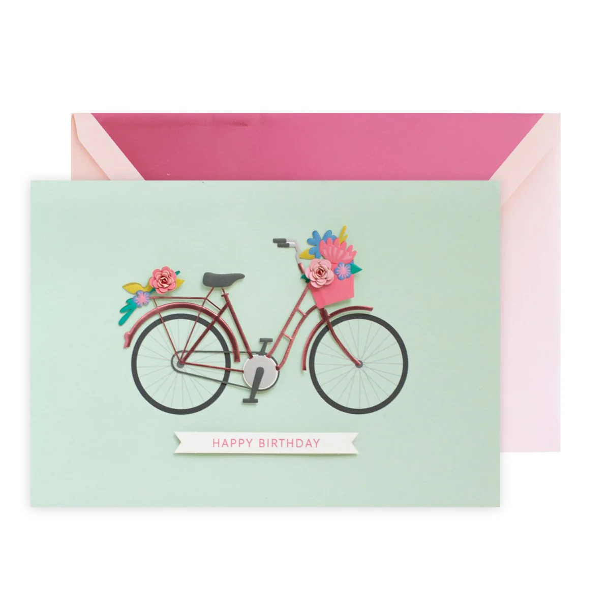 Hallmark Signature Birthday Card - Floral Bicycle - Image 2