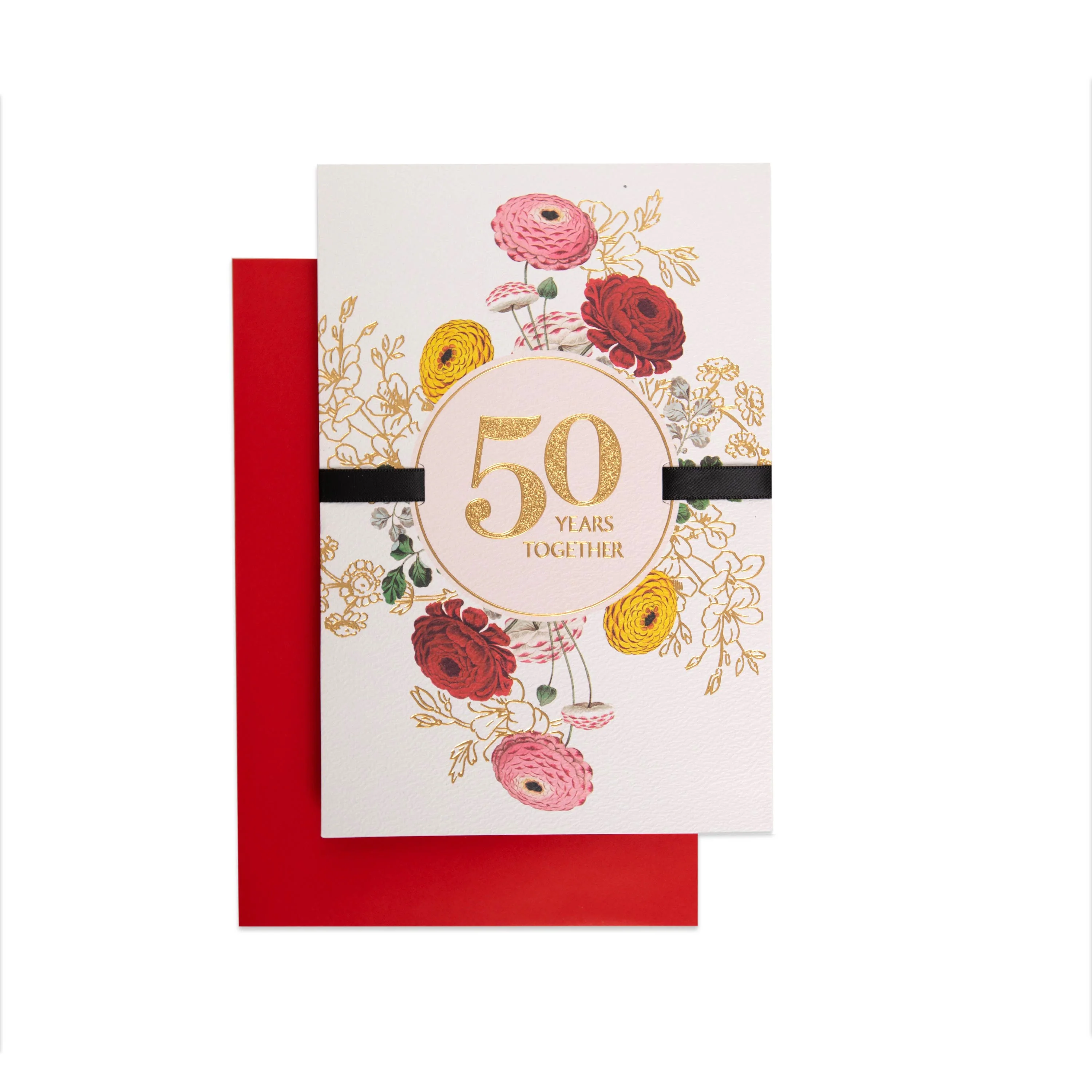 Five Decades Together Floral 50th Anniversary Celebration Card - Image 3