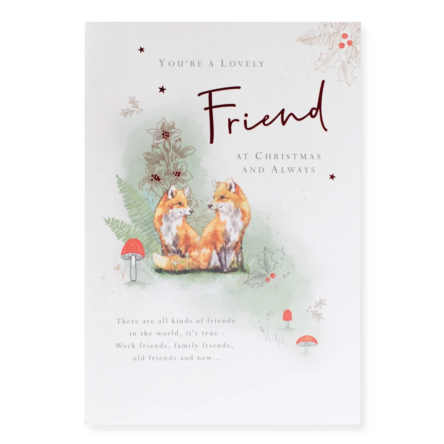 Hallmark Christmas Card For Friend - Woodland Foxes