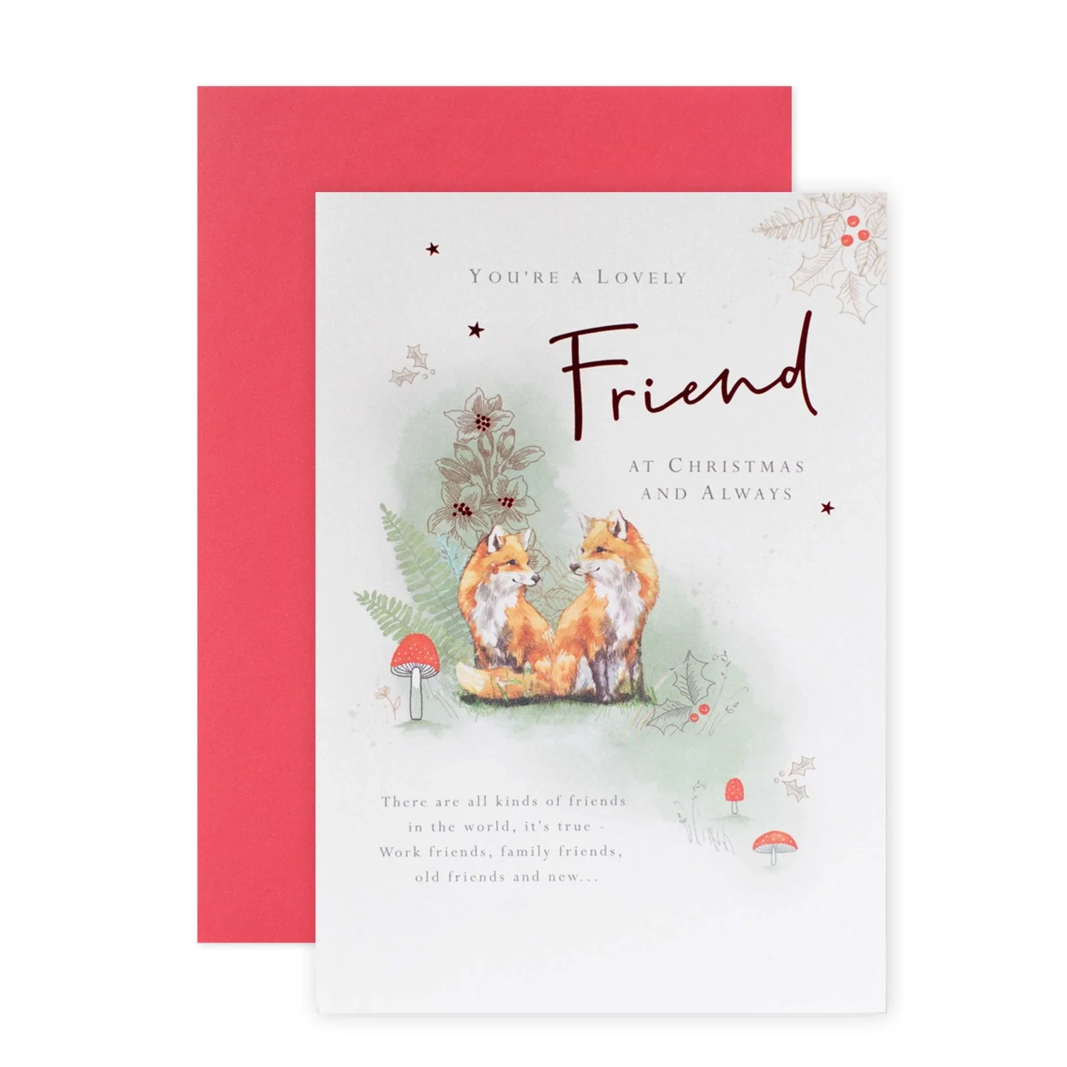 Hallmark Christmas Card For Friend - Woodland Foxes - Image 3