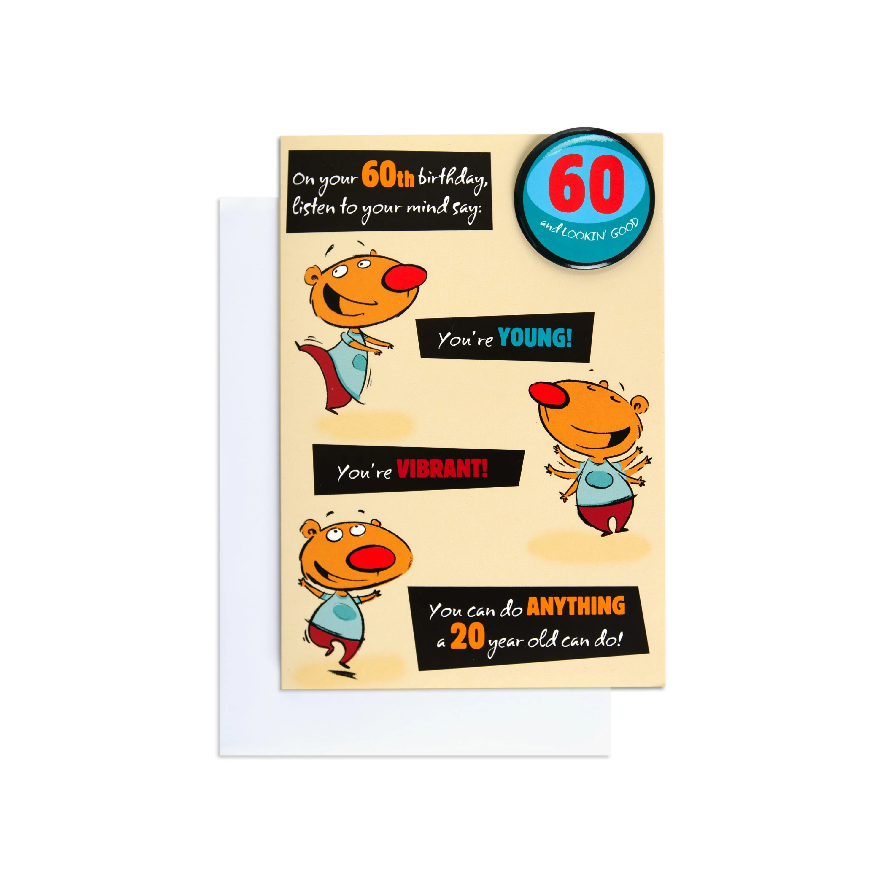 Funny 60th Birthday Card with Detachable Badge - Image 3