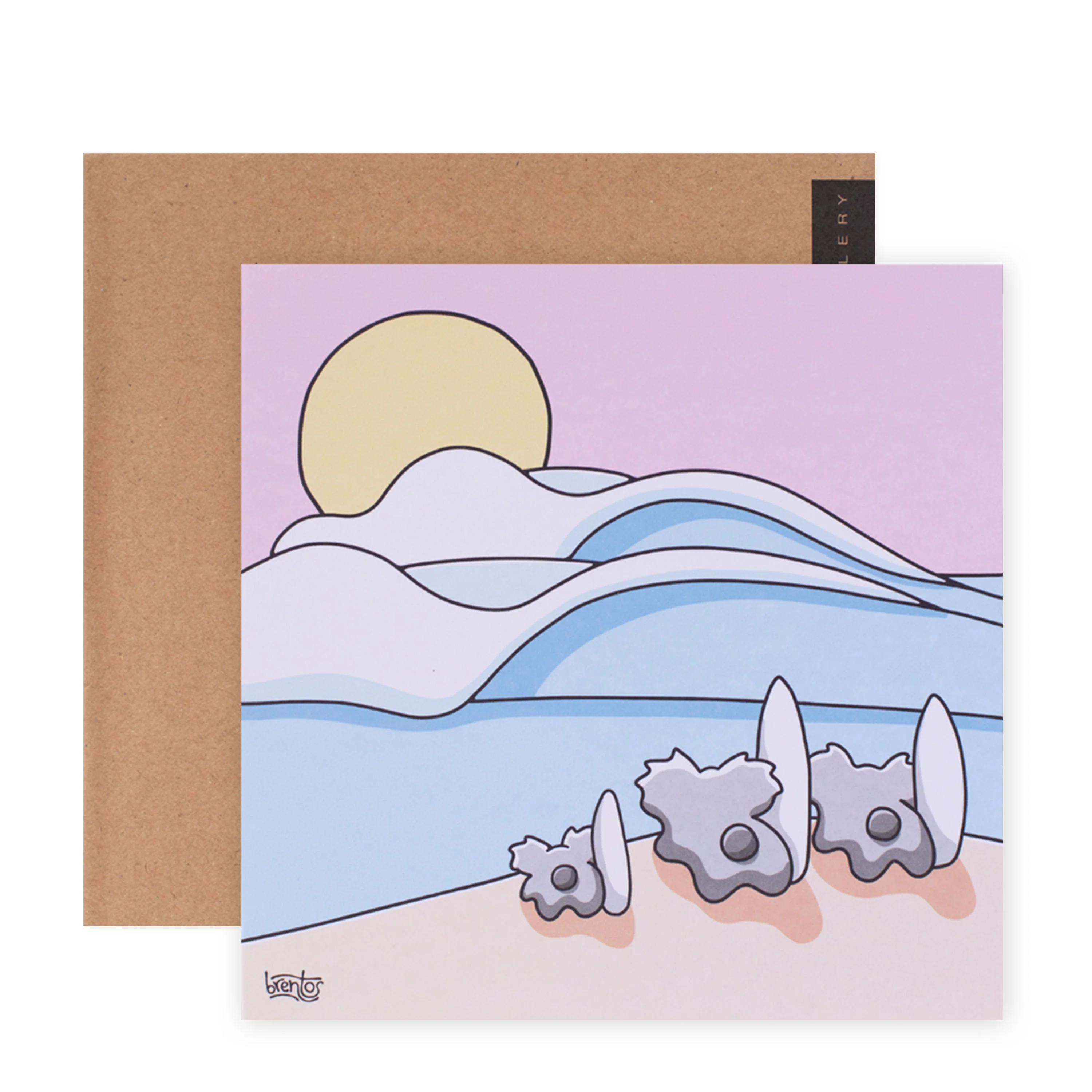 Hallmark x Brentos Gallery Blank Greeting Card - Surfing Koala Family - Image 3