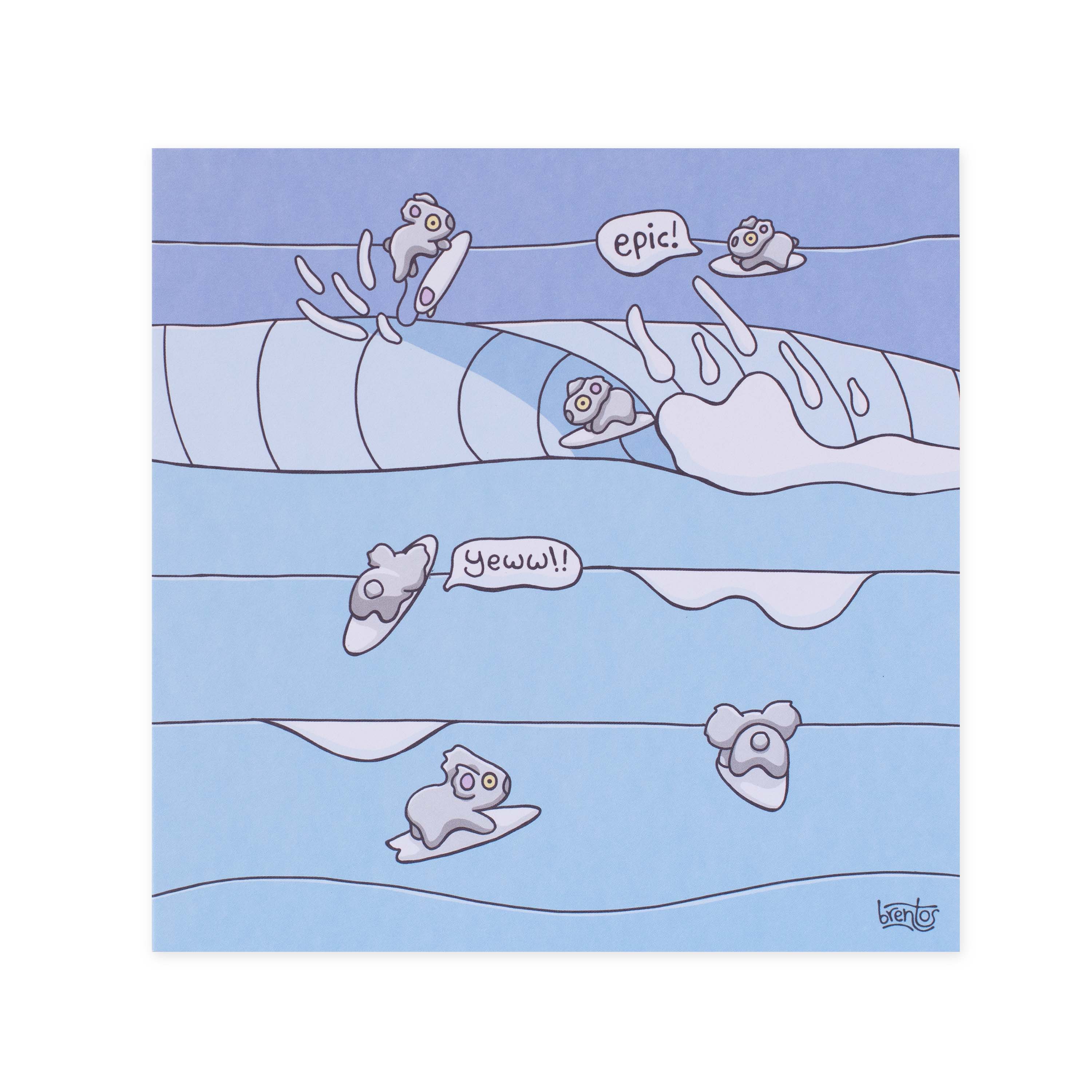 Hallmark x Brentos Gallery Blank Greeting Card - Surfing Koalas