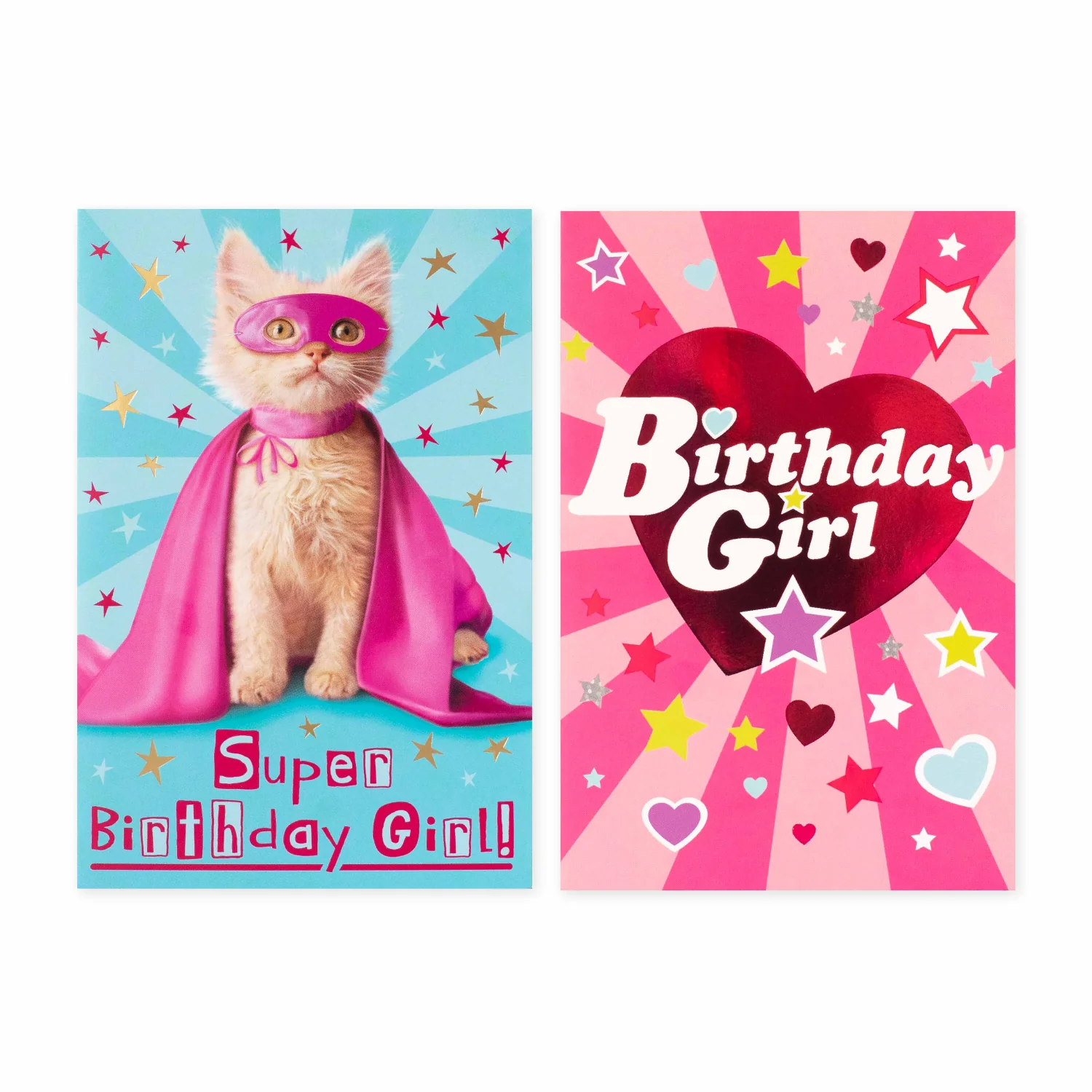 Hallmark Multipack of 12 Birthday Cards - 2 designs, Super Cat and Birthday Girl - Image 4
