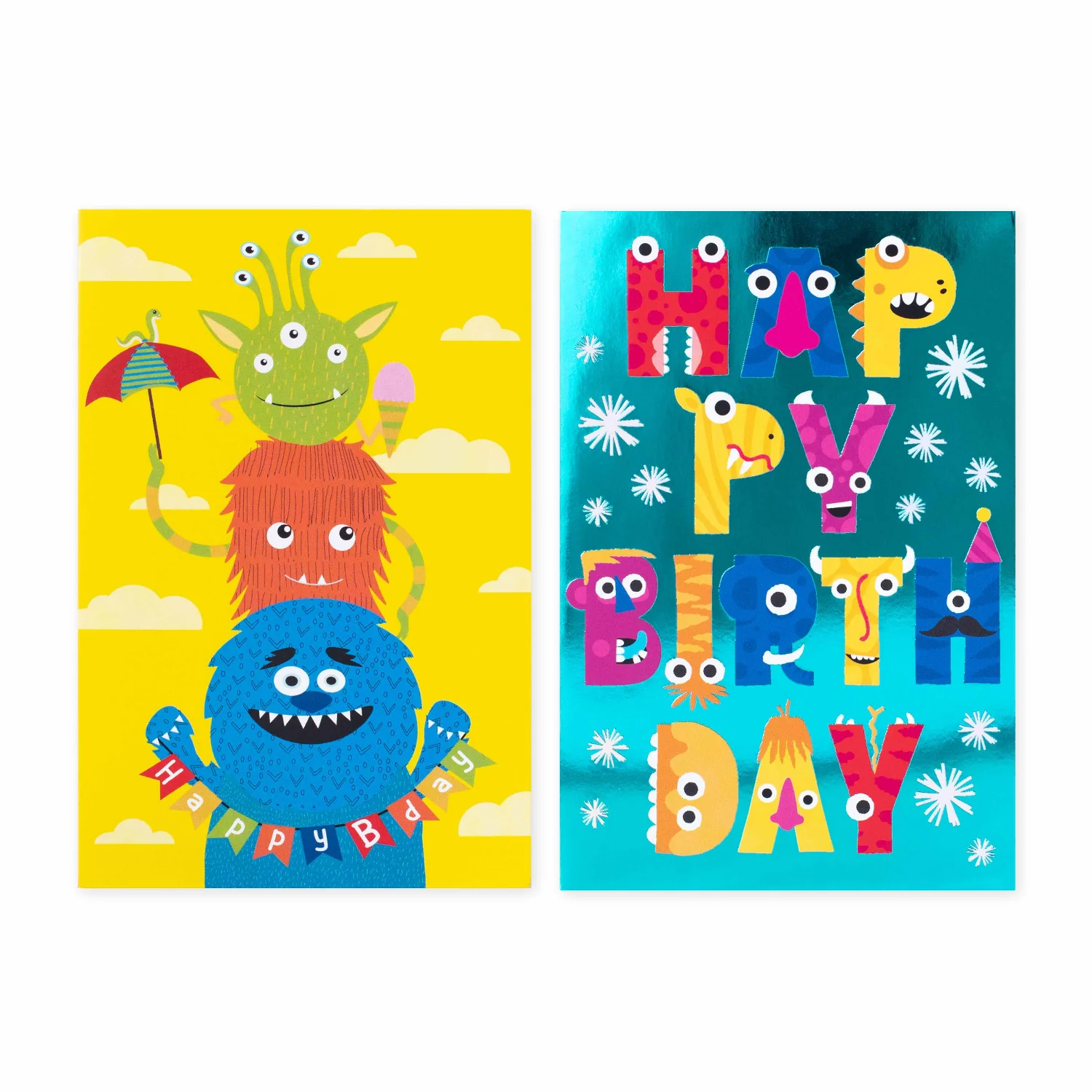 Hallmark Multipack of 12 Kids Birthday Cards - 2 designs, Fun Colourful Monsters! - Image 4