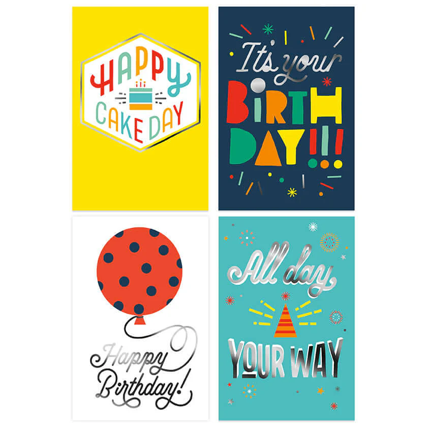 Hallmark Multipack of 12 Birthday Cards - 4 designs, Balloons and Birthday Text - Image 2