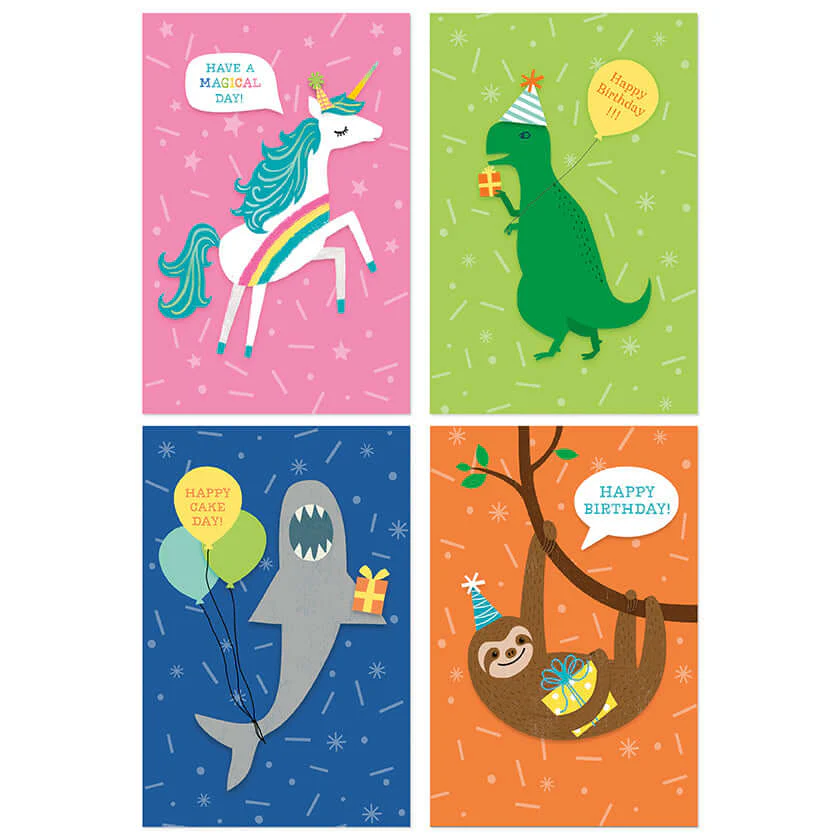 Hallmark Multipack of 12 Birthday Cards - 4 designs, Fun Party Animals - Image 2