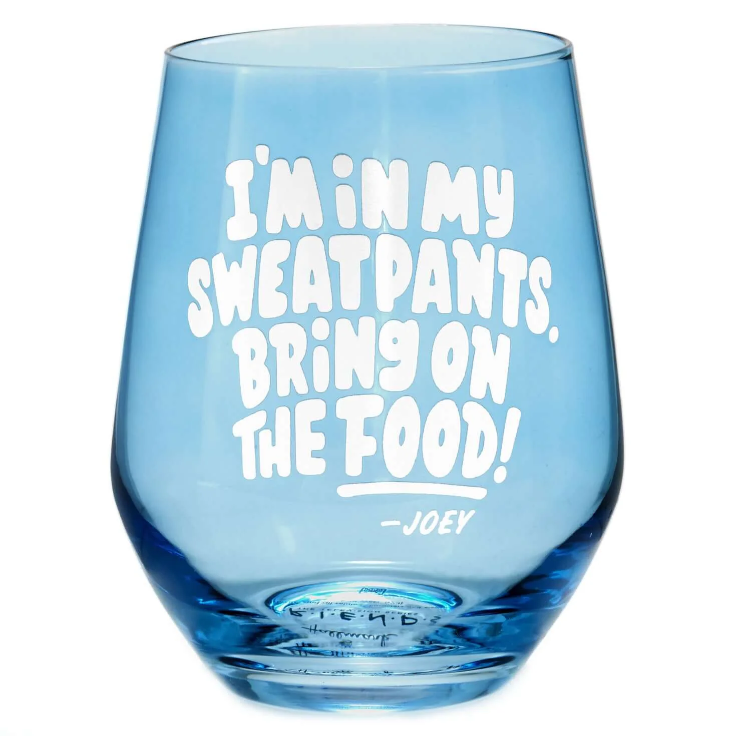 Friends Bring On the Food Stemless Wine Glass, 16 oz.