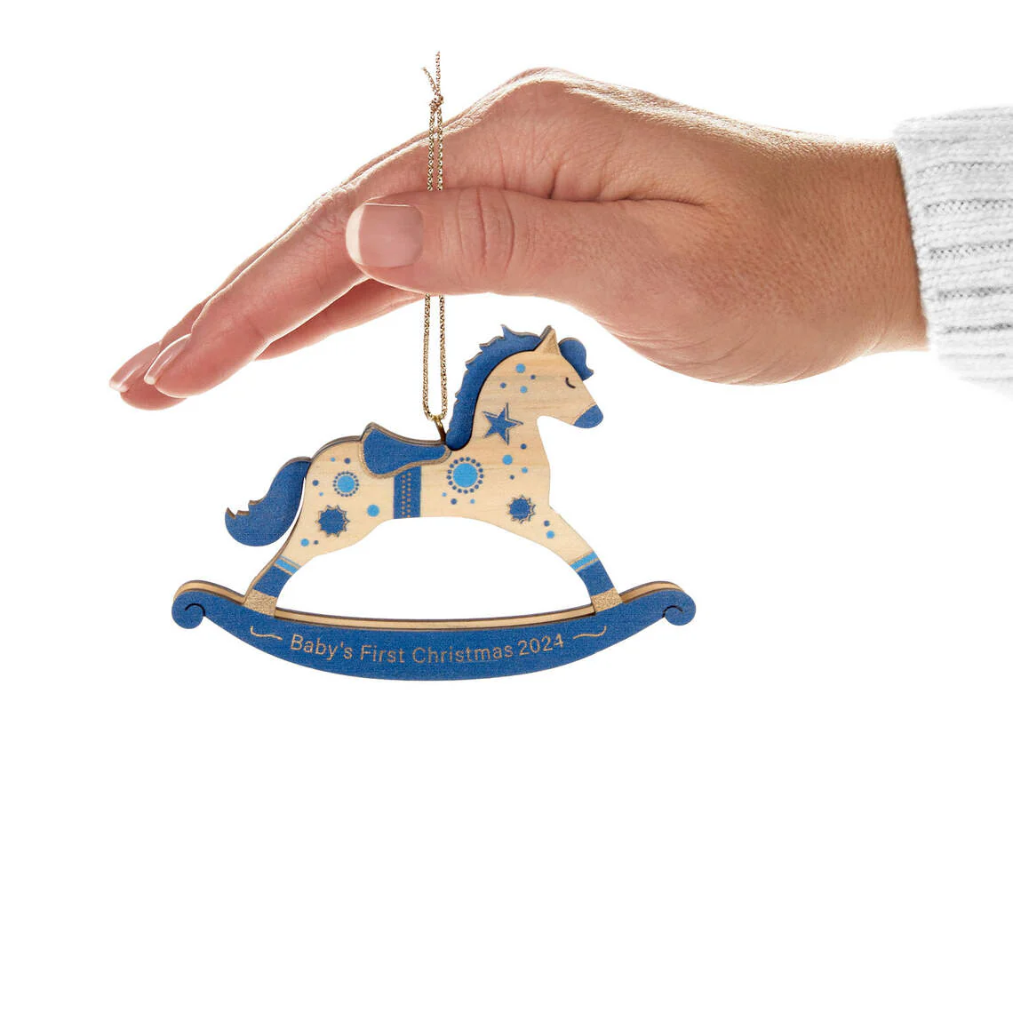 Baby Boy's First Christmas Rocking Horse Wood — Hallmark Keepsake Christmas Ornament - Image 3