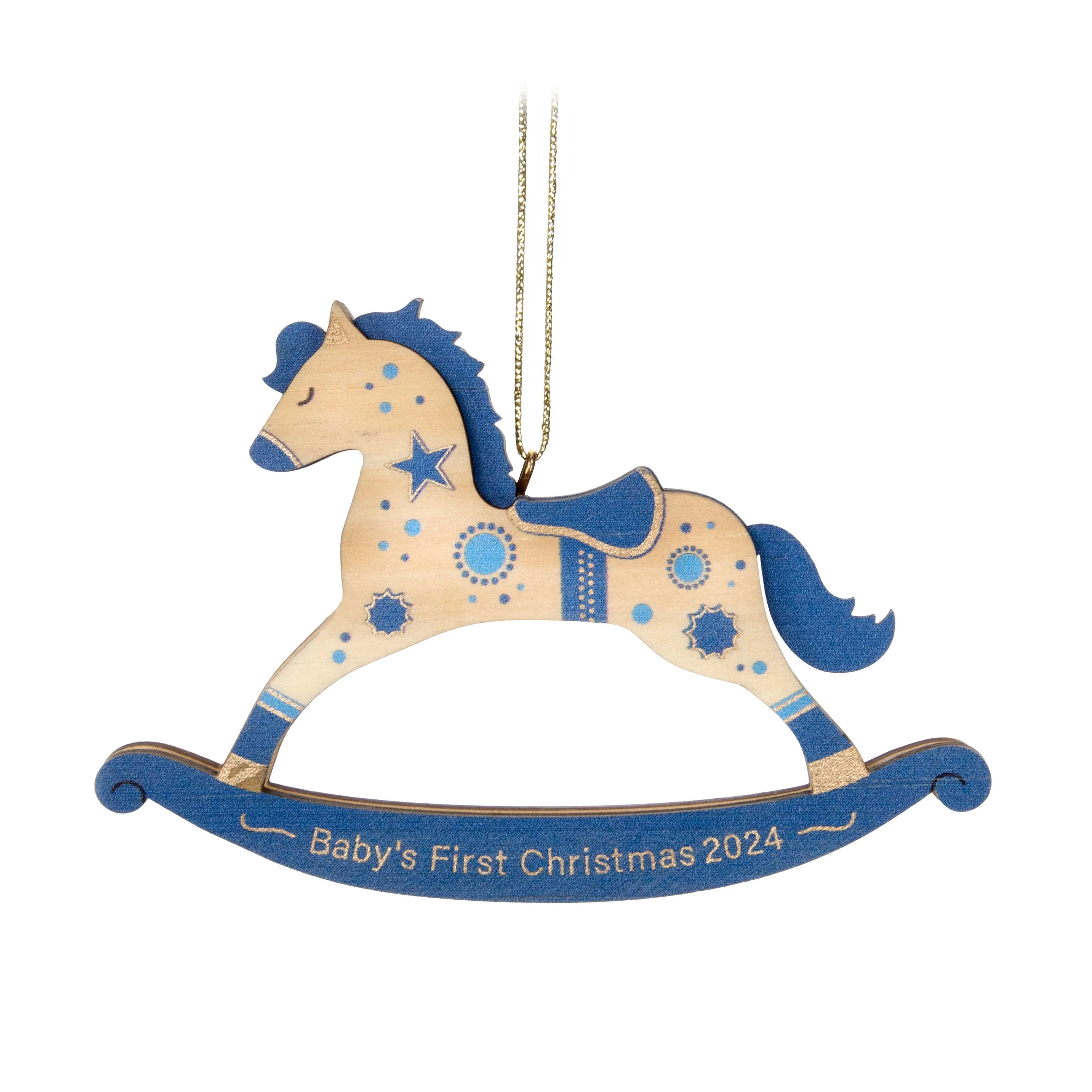 Baby Boy's First Christmas Rocking Horse Wood — Hallmark Keepsake Christmas Ornament - Image 5