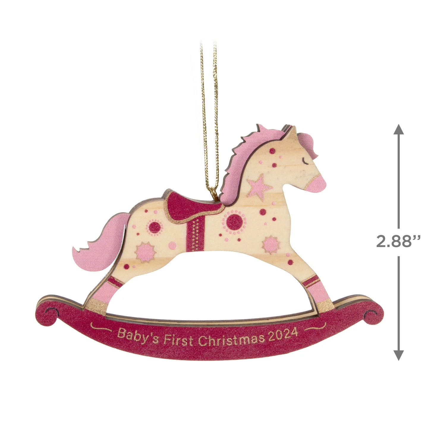 Baby Girl's First Christmas Rocking Horse Wood — Hallmark Keepsake Christmas Ornament - Image 4