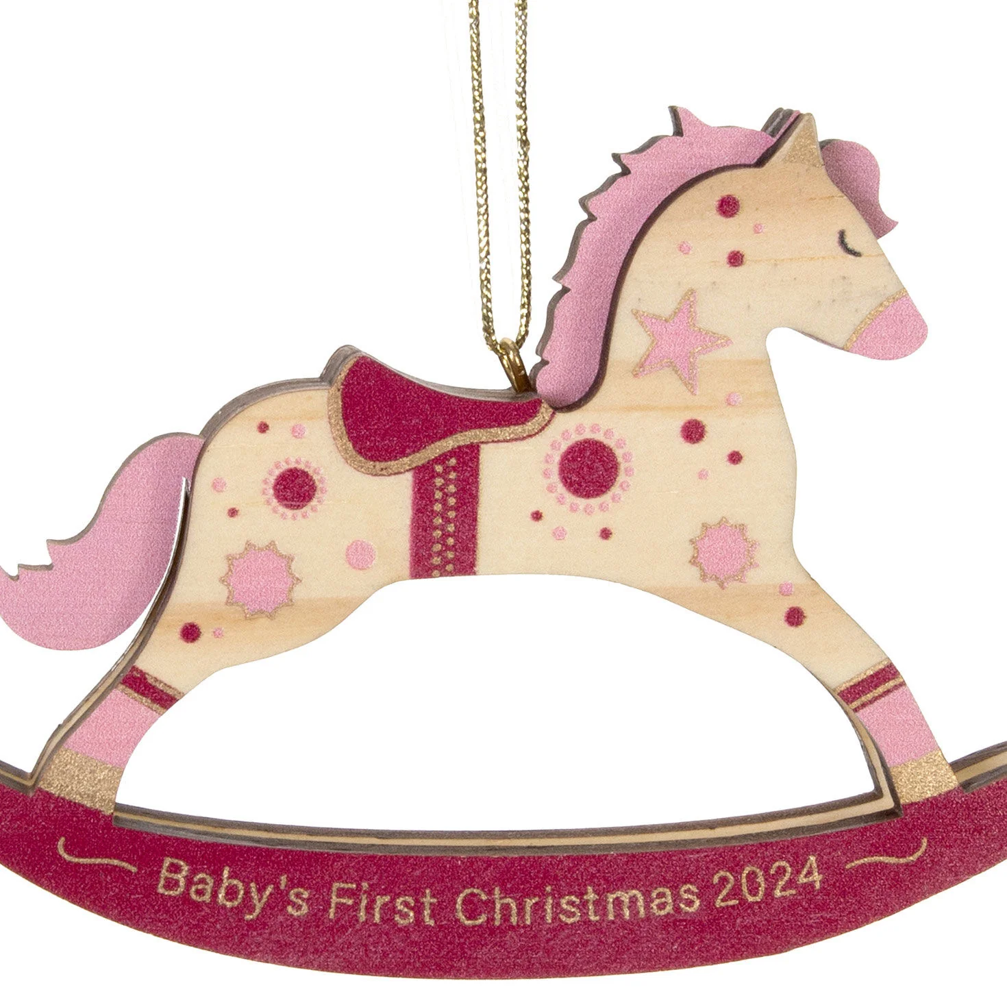 Baby Girl's First Christmas Rocking Horse Wood — Hallmark Keepsake Christmas Ornament - Image 8