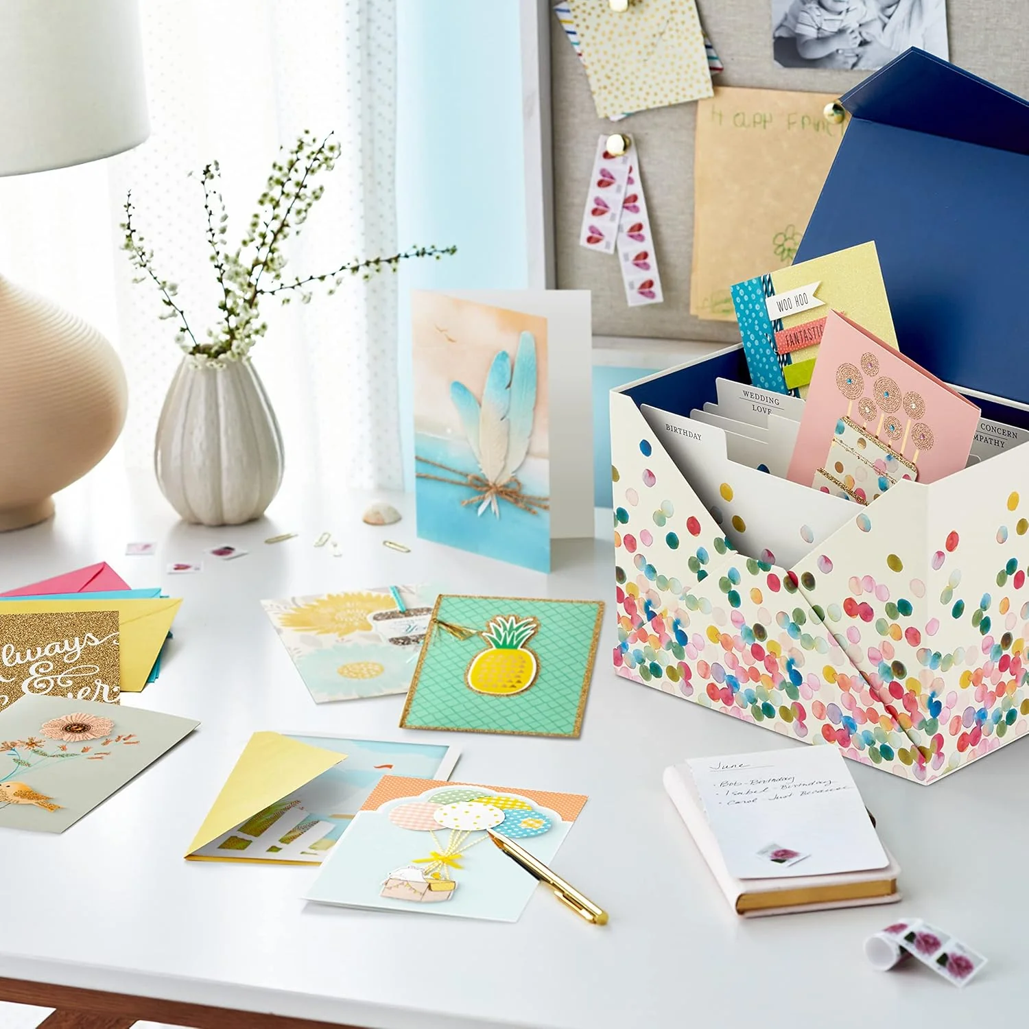 Hallmark All Occasion Handmade Boxed Set of Assorted Greeting Cards with Card Organizer (Pack of 24) Birthday, Baby, Wedding, Sympathy, Thinking of You, Thank You, Blank, Polka Dot Box - Image 8