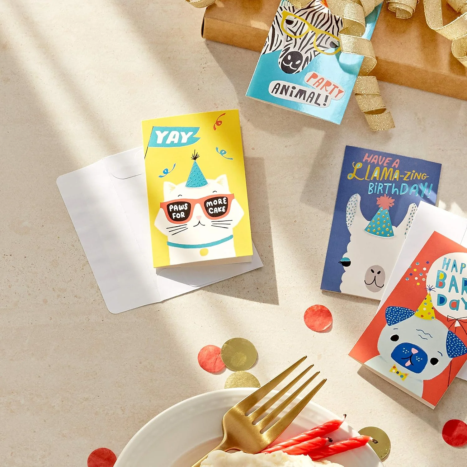 Hallmark Pack of 12 Assorted Mini Birthday Cards, 2.25" x 3.5" Cards with Envelopes (Llamas, Zebras, Dogs, Cats) - Image 8