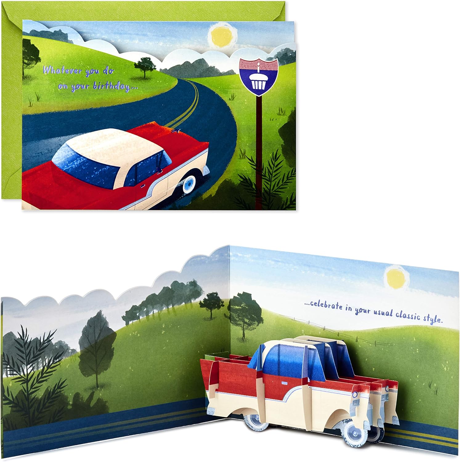 Hallmark Paper Wonder Displayable Pop Up Birthday Card (Classic Car) - Image 5