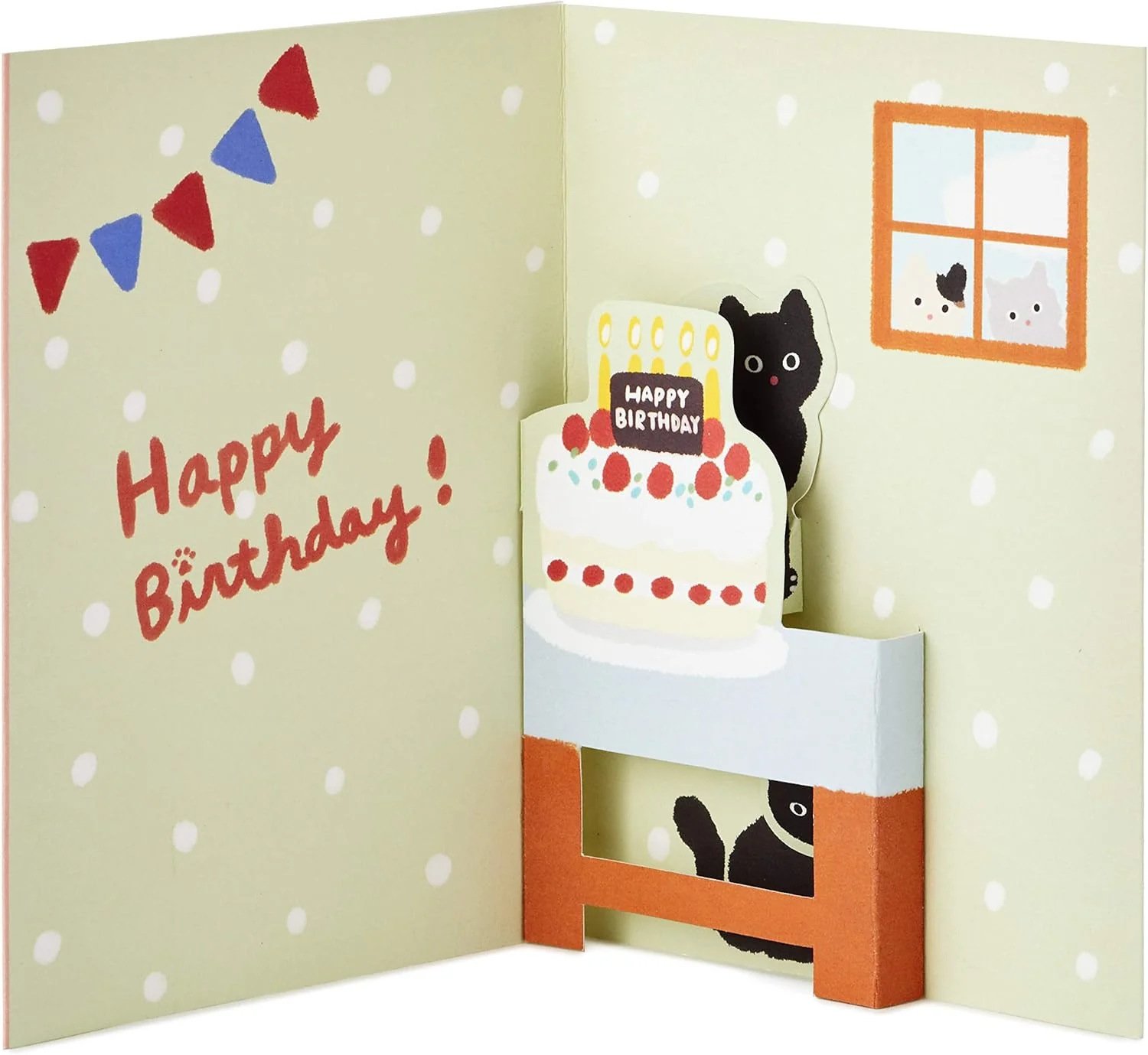 Hallmark Pop Up Birthday Card (Cat and Friend with Birthday Cake) - Image 2