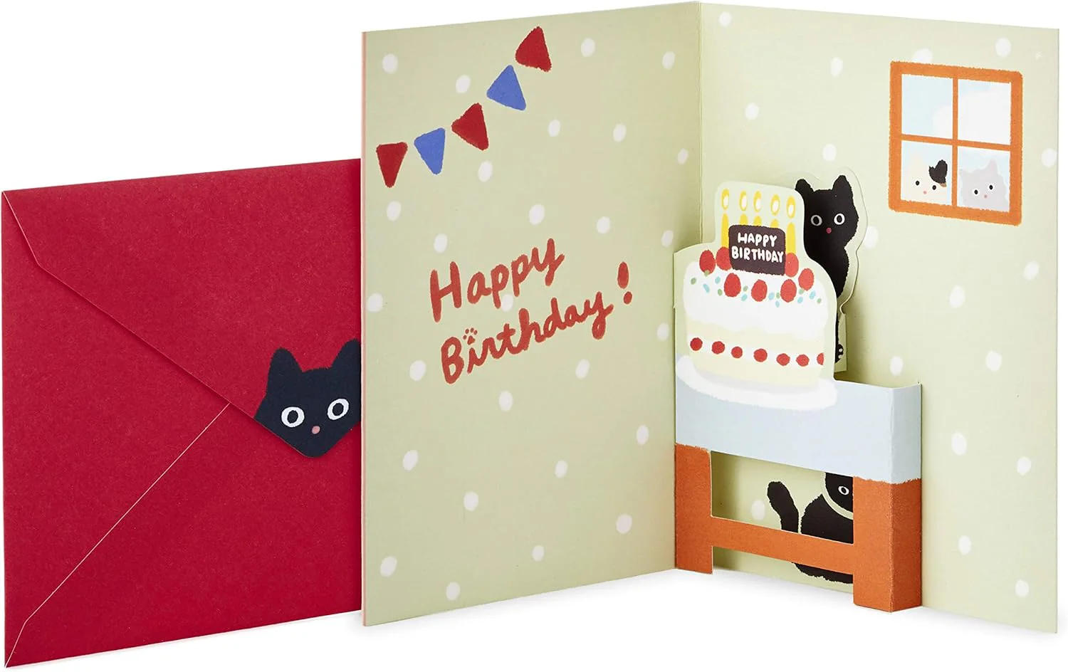 Hallmark Pop Up Birthday Card (Cat and Friend with Birthday Cake) - Image 3
