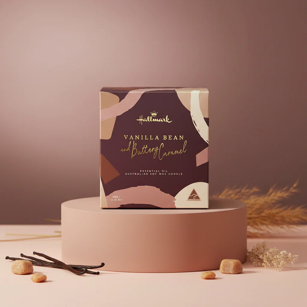 Hallmark Essential Oil Australian Soy Wax Candle - Vanilla Bean & Buttery Caramel - Image 3
