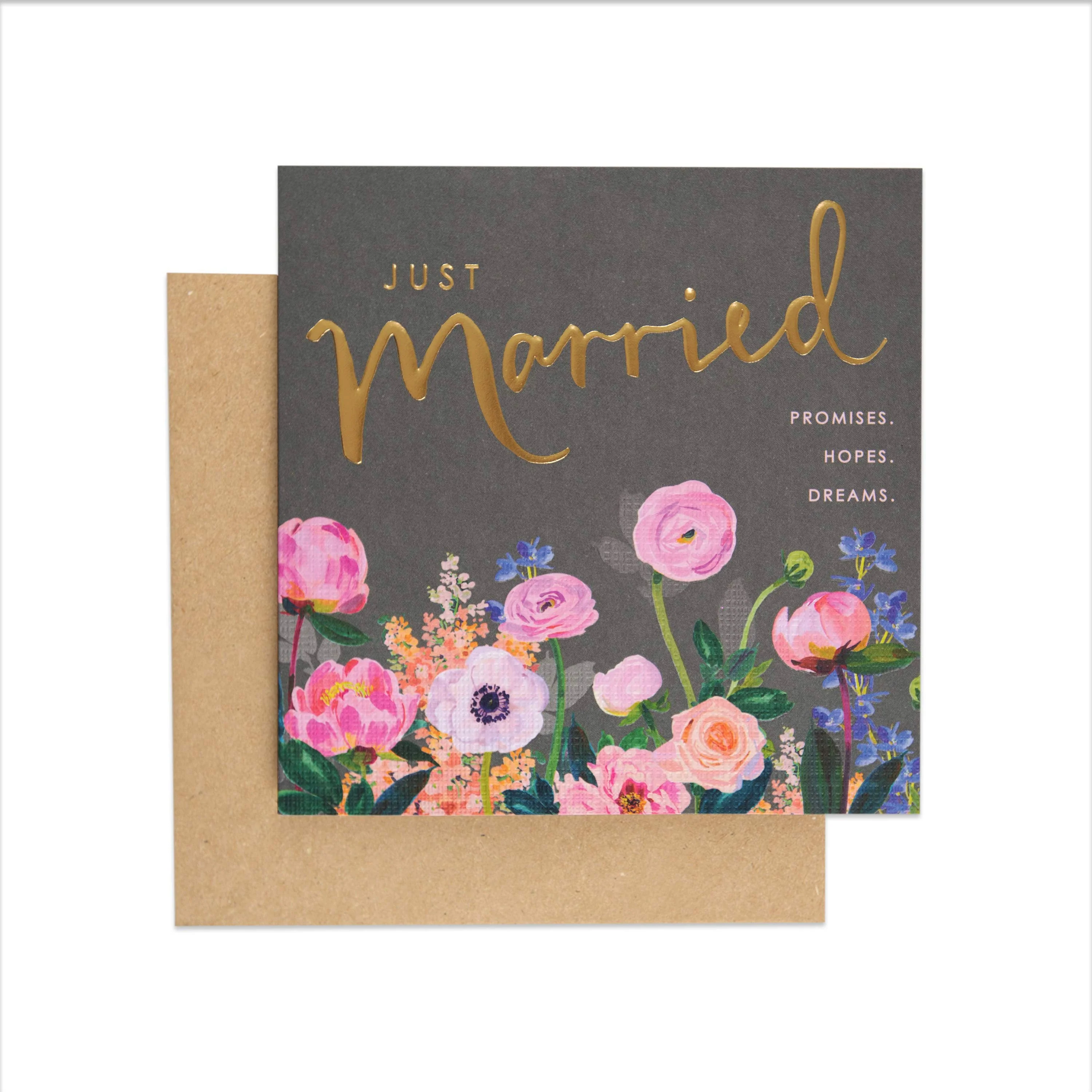 Just Married Floral Wedding Congratulations Card - Image 3