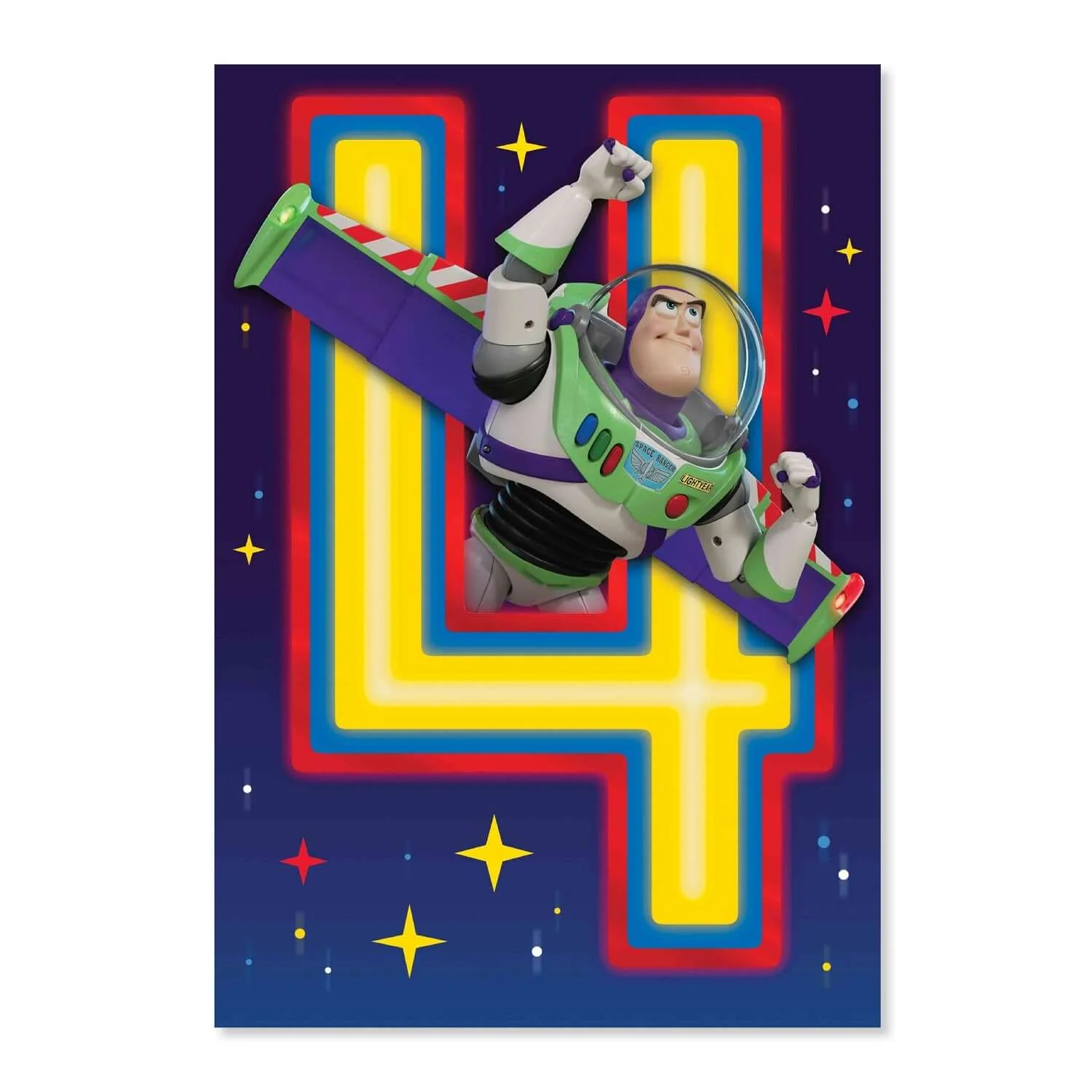 Connections from Hallmark Age 4 Birthday Card - Toy Story Buzz Lightyear