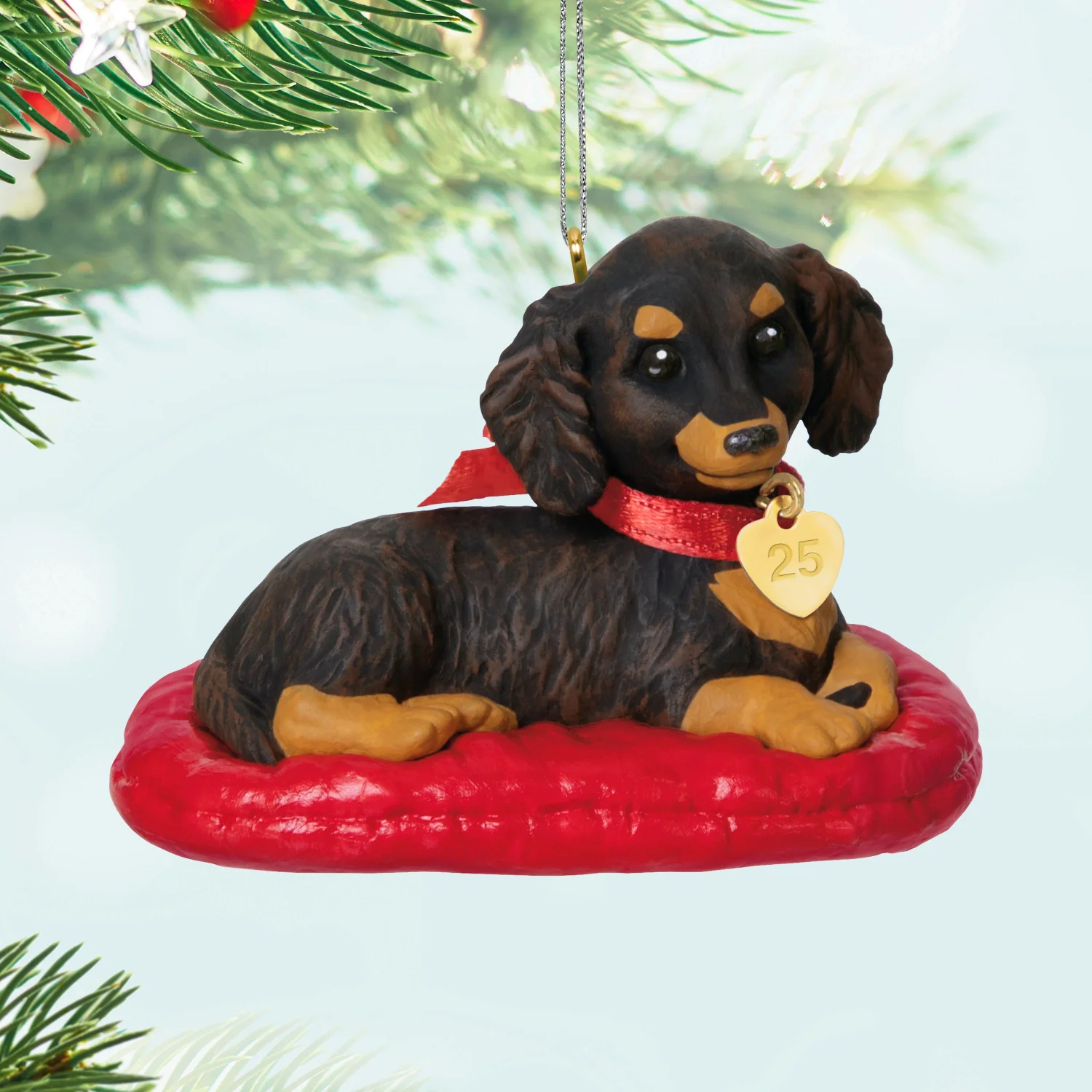 Long-haired Dachshund, 35th in the Puppy Love Series — 2025 Hallmark Keepsake Christmas Ornament - Image 2