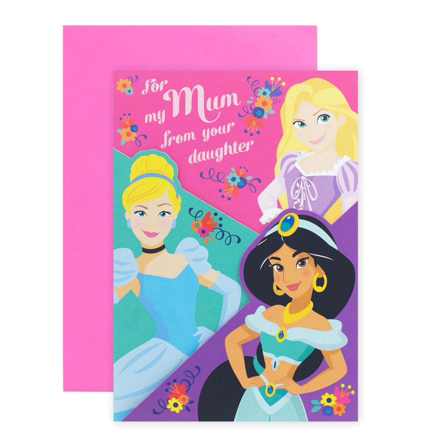 Hallmark Disney Princess Mother's Day Card - Cinderella, Rapunzel & Jasmin - Image 3