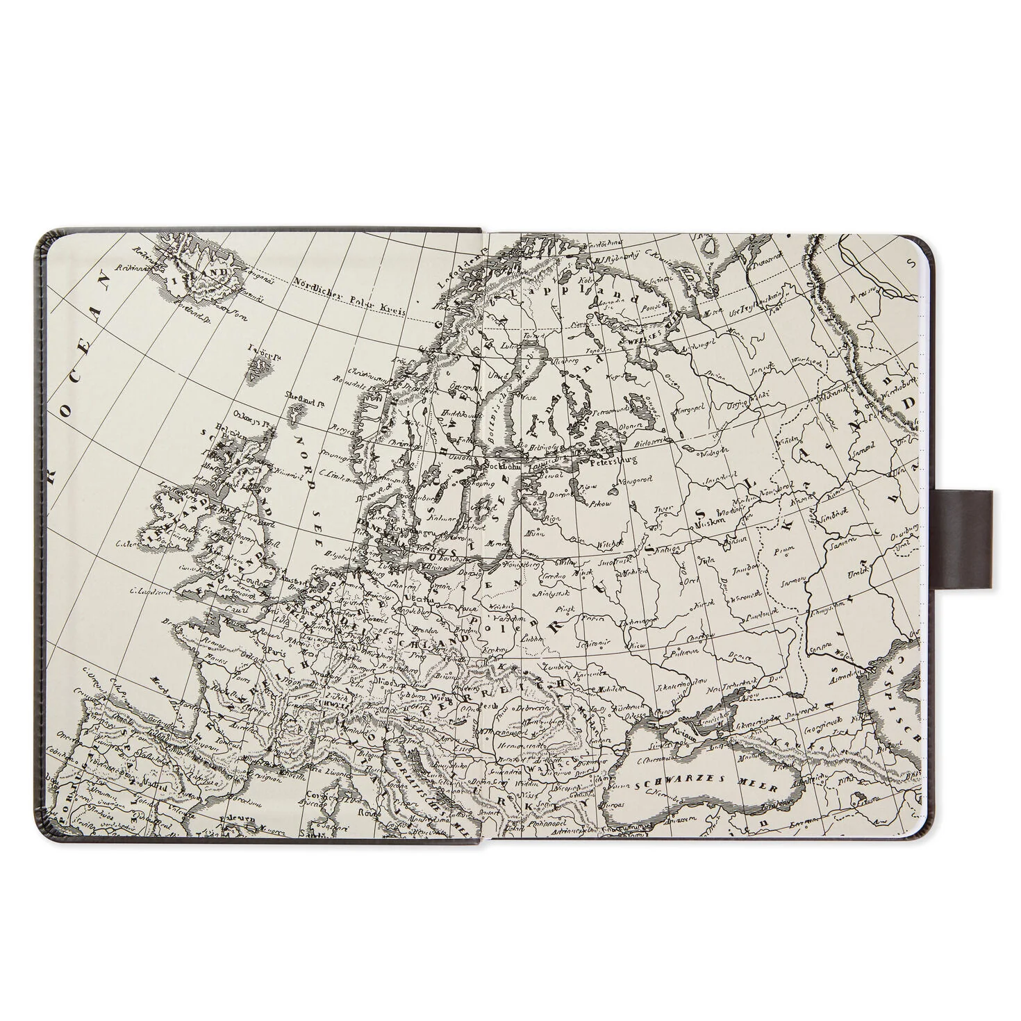 Grey Etched Compass Faux Leather Notebook - Image 3