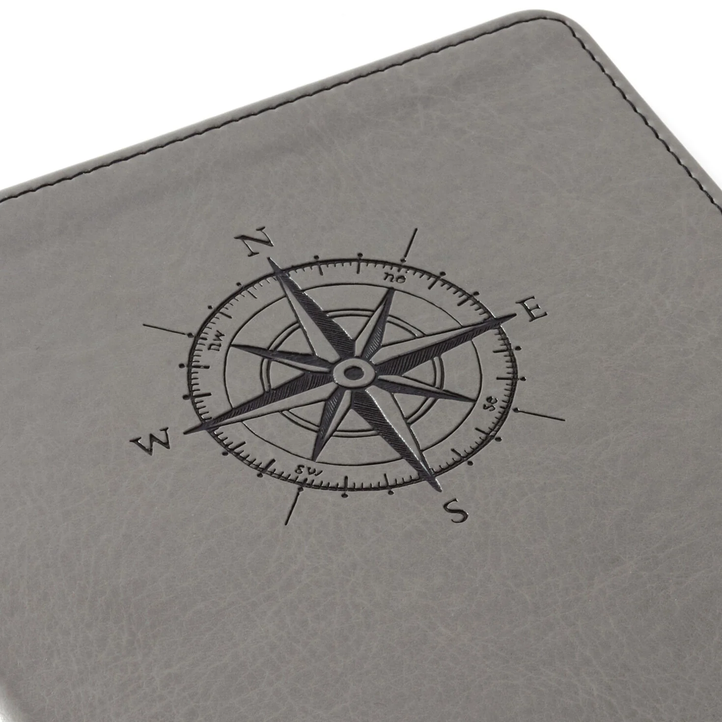 Grey Etched Compass Faux Leather Notebook - Image 5