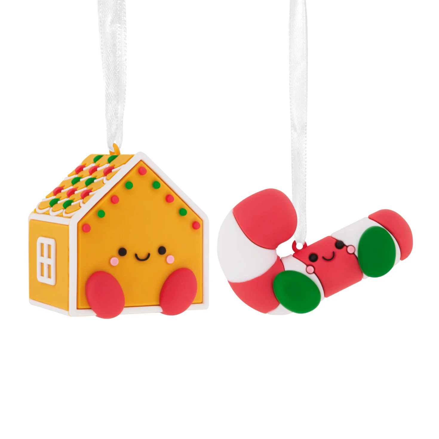 Better Together Gingerbread House and Candy Cane, Shatterproof, Set of 2 - Hallmark Christmas Ornament