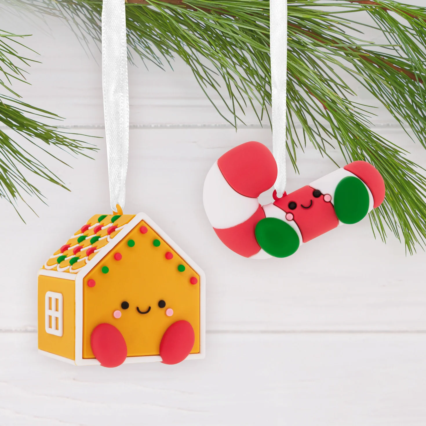Better Together Gingerbread House and Candy Cane, Shatterproof, Set of 2 - Hallmark Christmas Ornament - Image 2