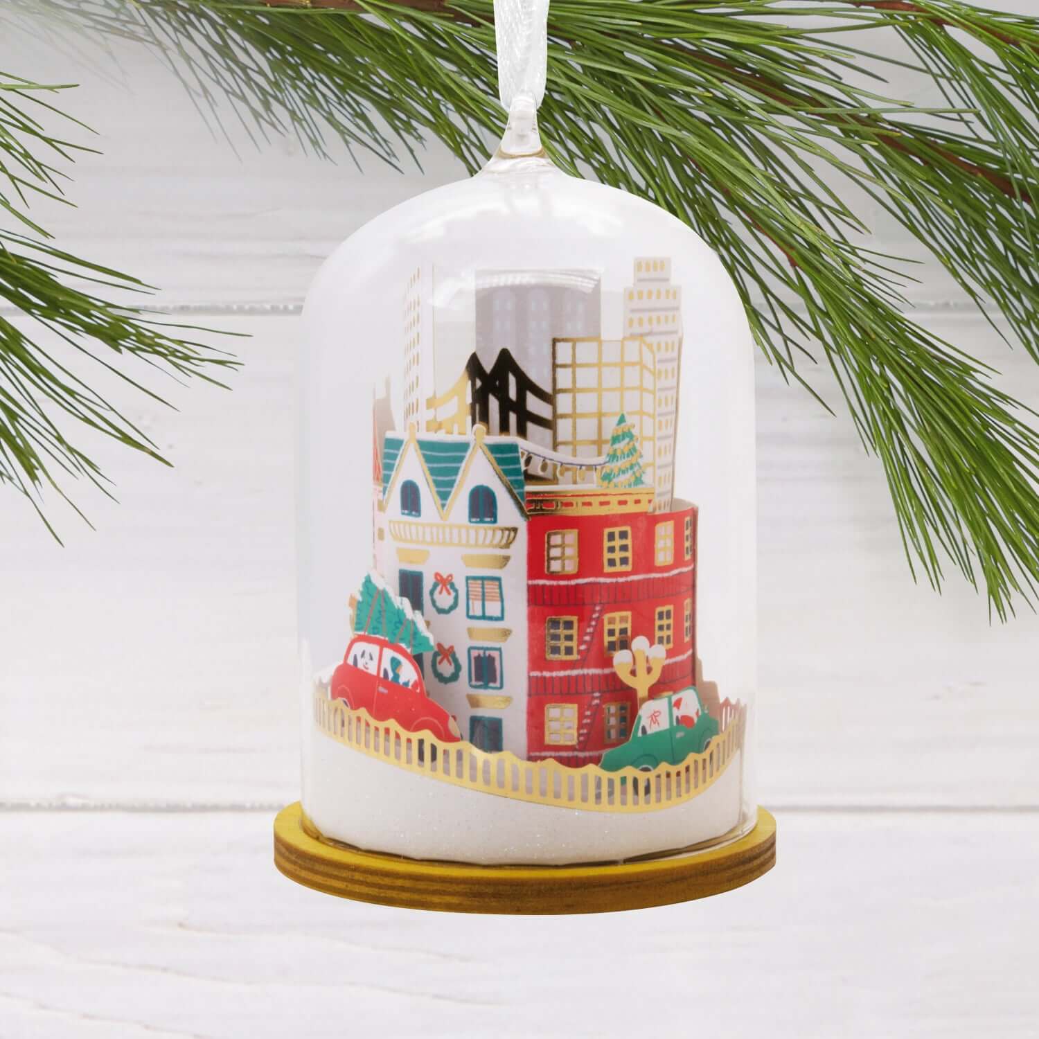 Signature City Scene Cloche, Glass and Paper - Hallmark Christmas Ornament - Image 2