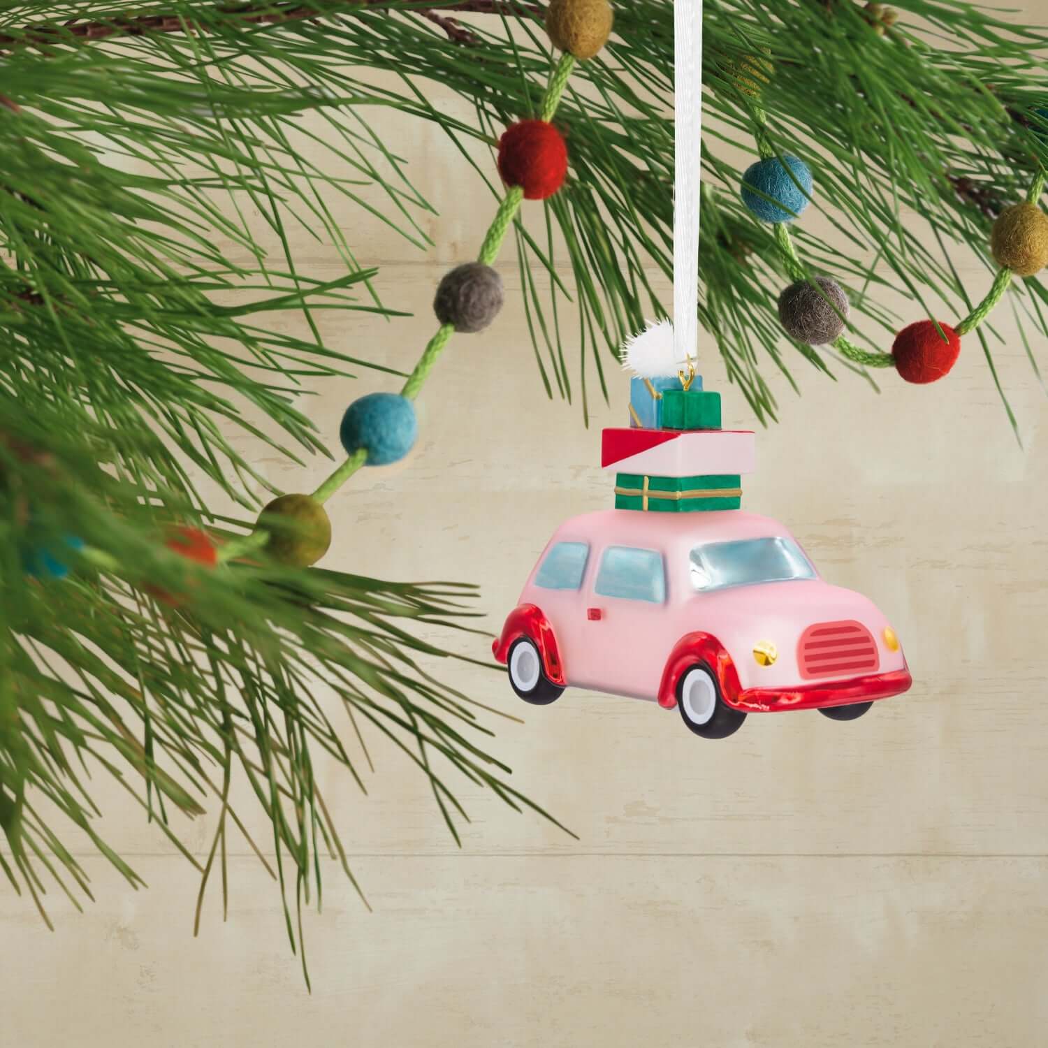 Signature Pink Car With Presents, Blown Glass - Hallmark Christmas Ornament - Image 2