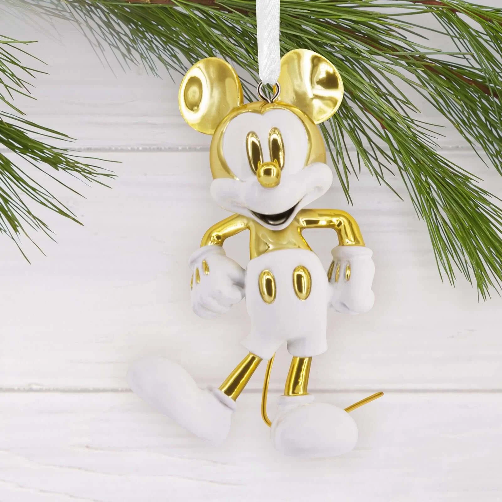 Disney Mickey Mouse White and Gold, Ceramic - Hallmark Christmas Ornament - Image 2